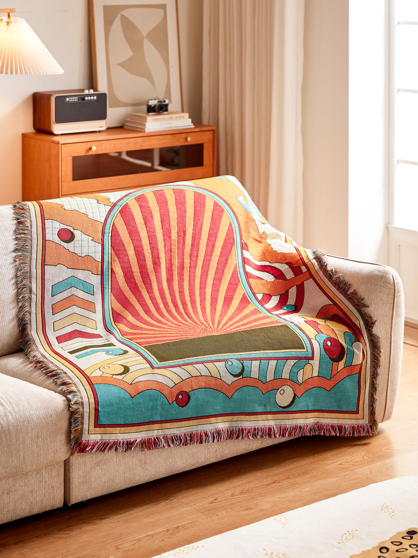 Graphic Tassel Blanket
