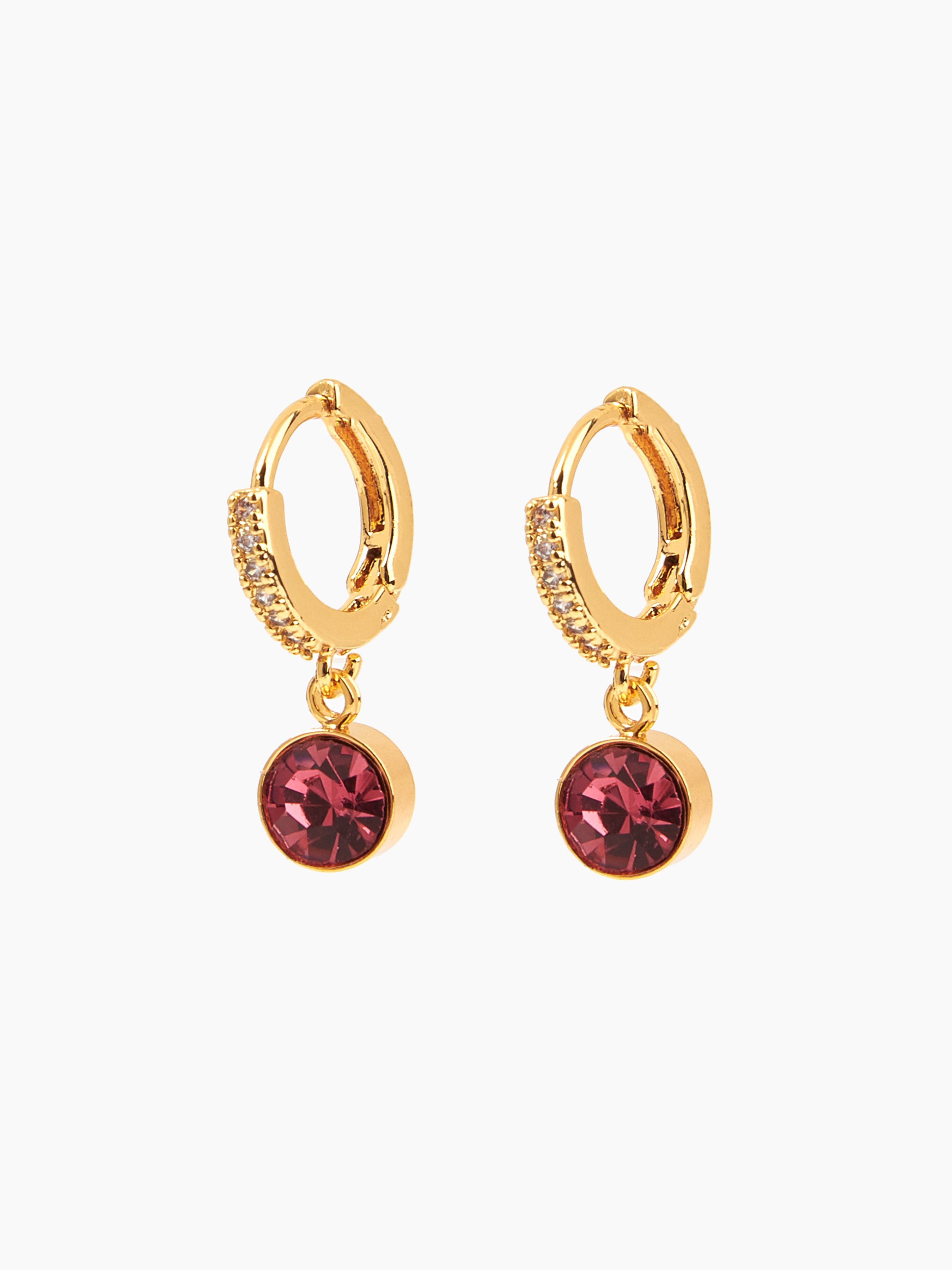 Birth Gemstone Decor Hoop Earrings