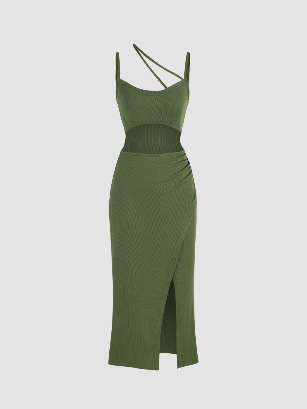 U neck hollow out solid cami maxi dress