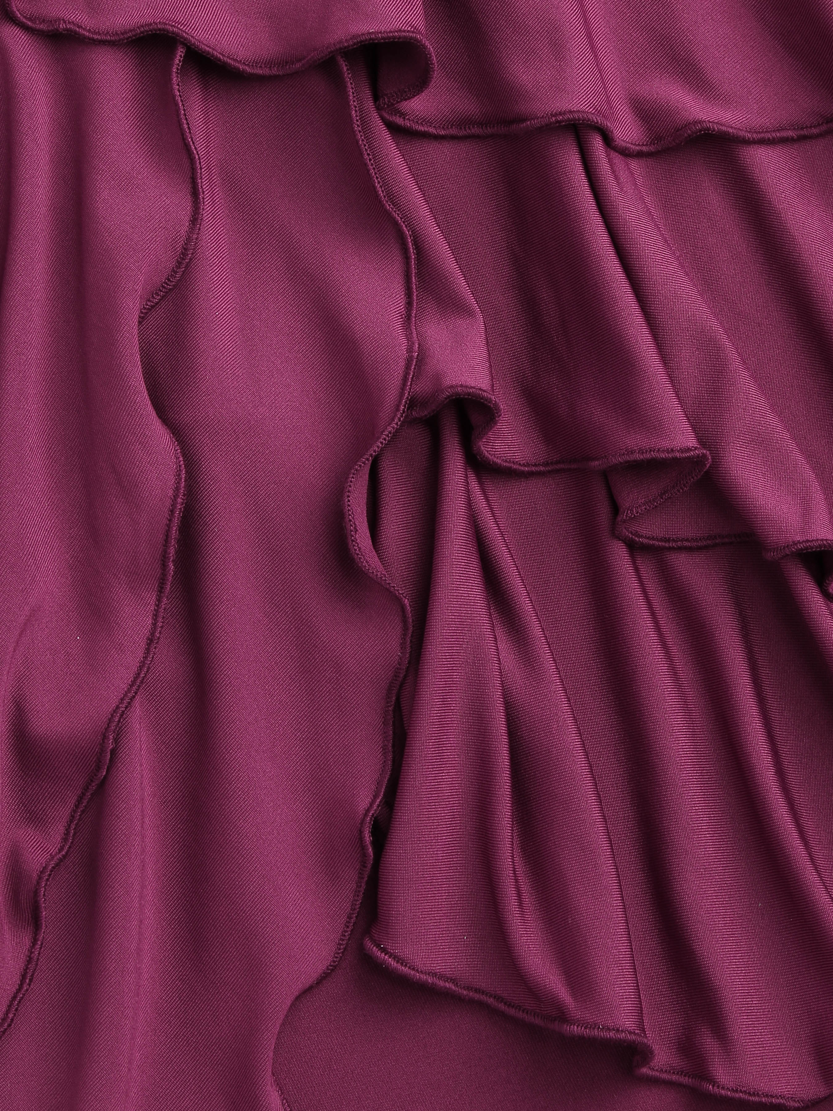 Jersey High Waist Solid Ruffle Maxi Skirt For Date Exhibition