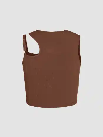  Solids Rippenausschnitt Crop Tank Top Kurve & Plus
