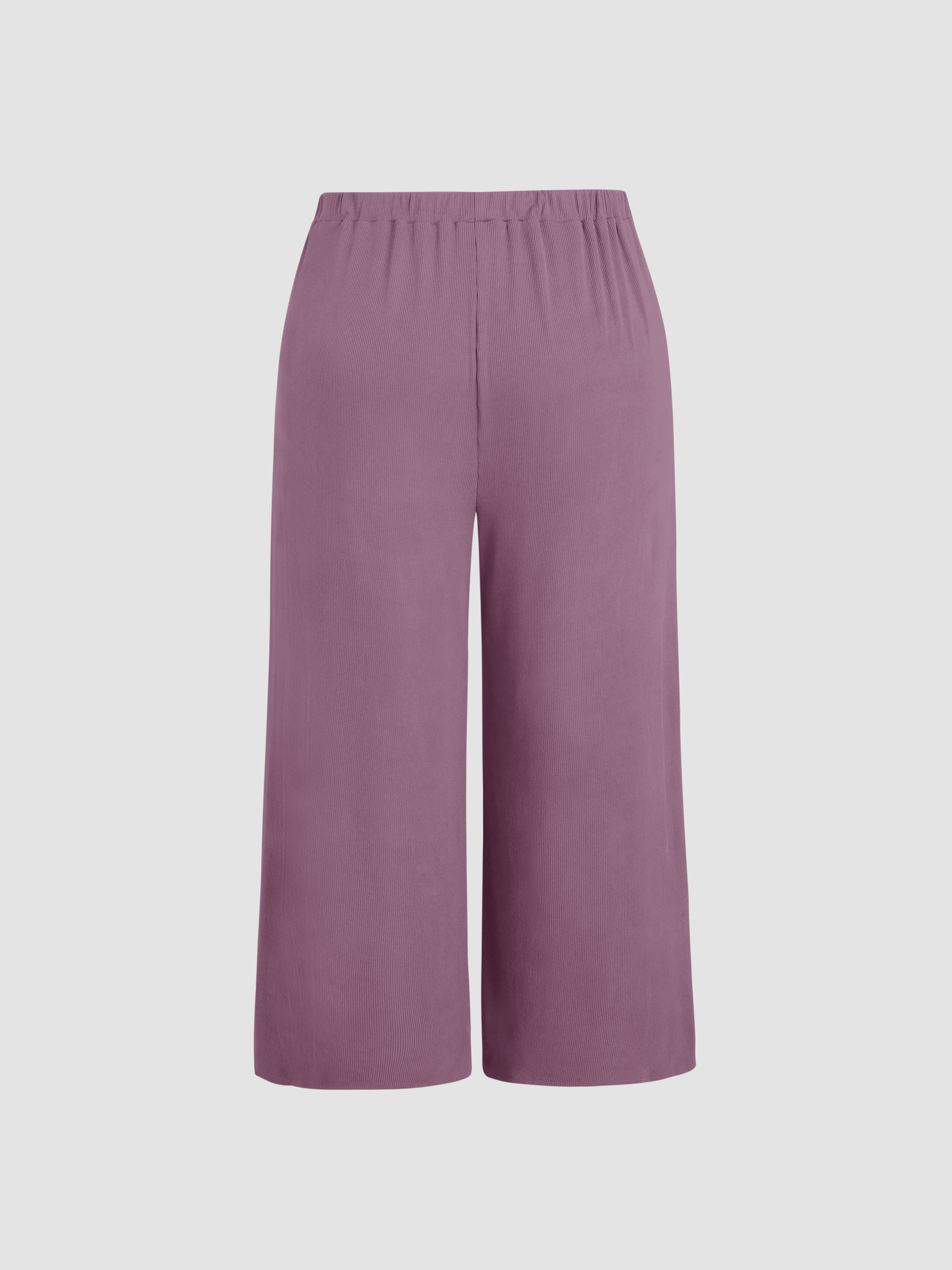 Printed Culottes Crop Pants Size M/L Purple Crinkle Rayon Wide Leg - Ruby  Lane
