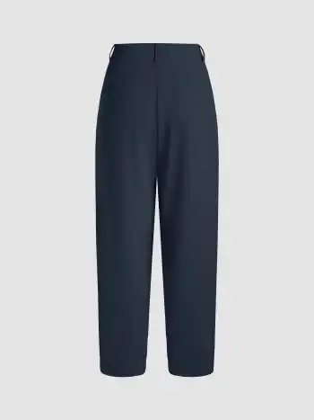  Feste Mittlere Taille Knopf Plissierte Verjüngte Hosen