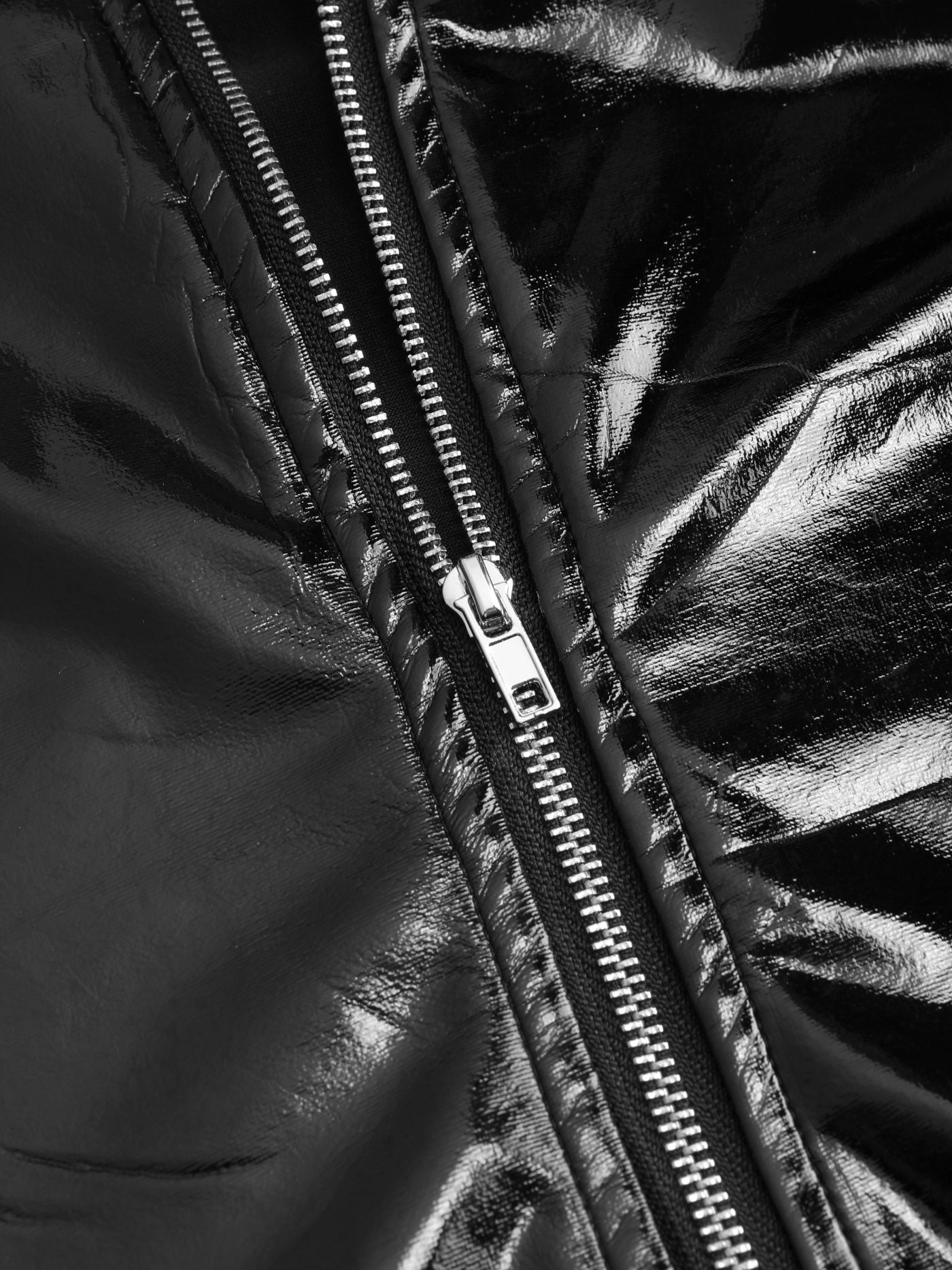 Solid Faux Leather High Neck Zipper Biker Jacket
