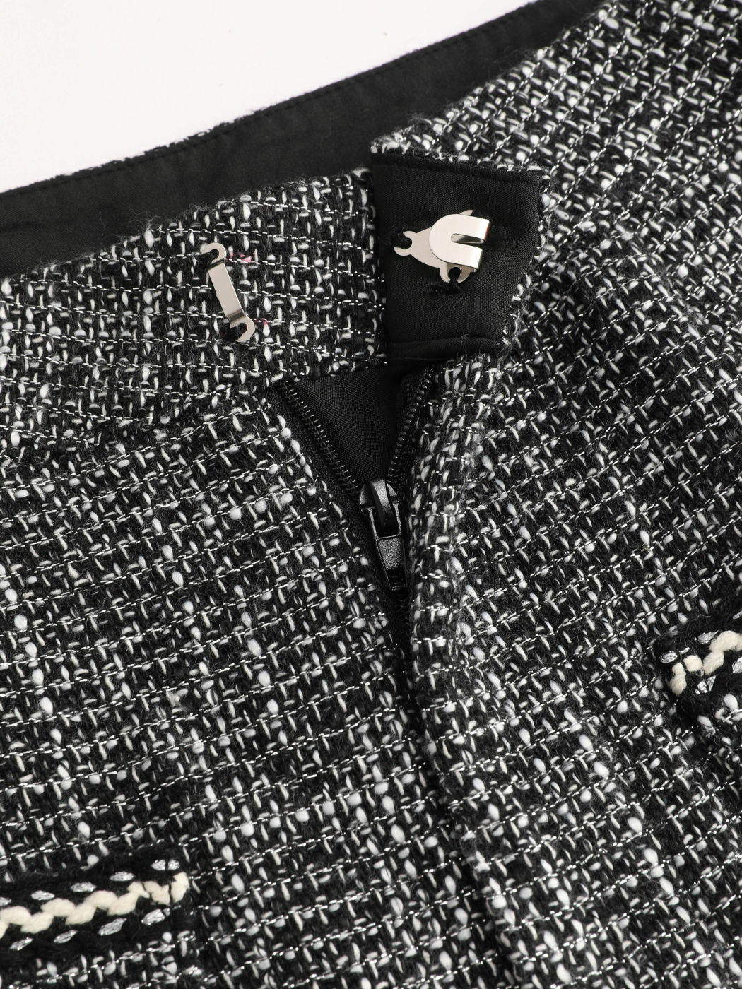 Tweed Mittelbund Einfarbig Knopf Weite Beine Kurze Hosen