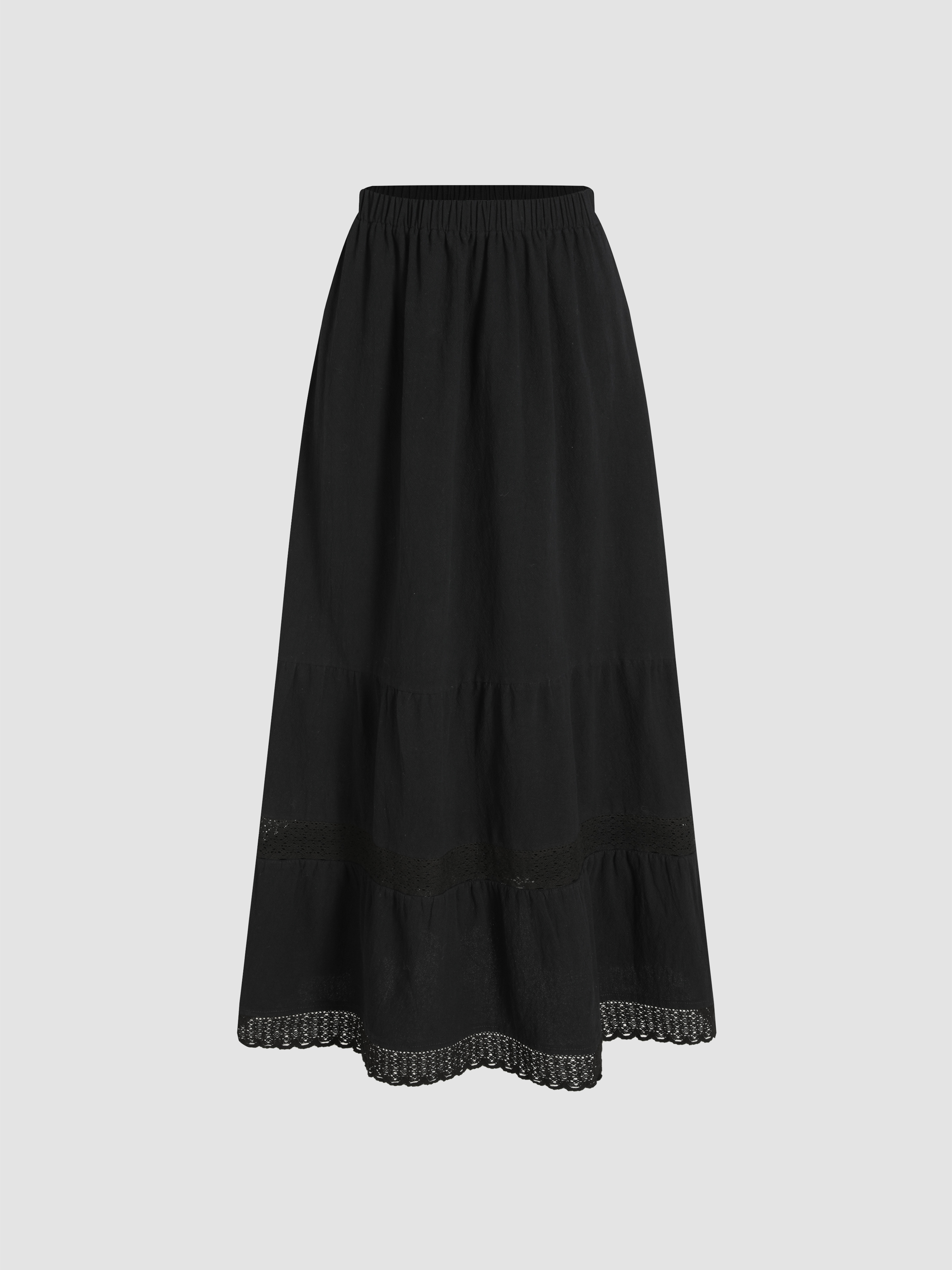 Jayde Black Lace Trim Maxi Skirt, | Shop Maxi Skirts by Beginning Boutique