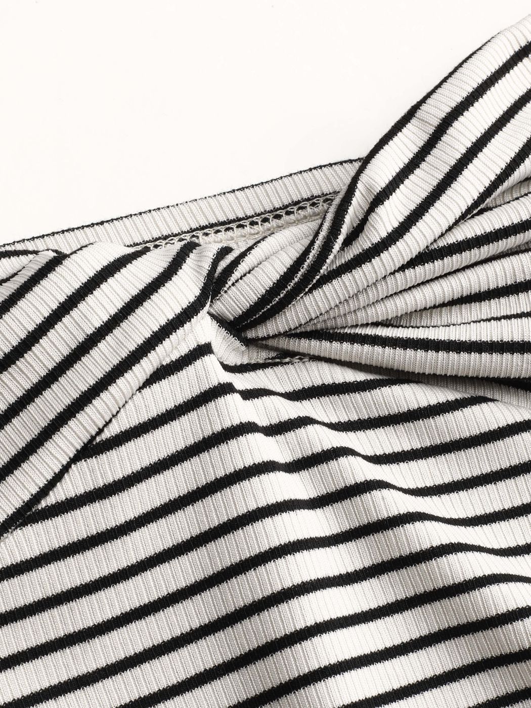 Rib Stripe Twist Crop Top Curve & Plus For Daily Casual