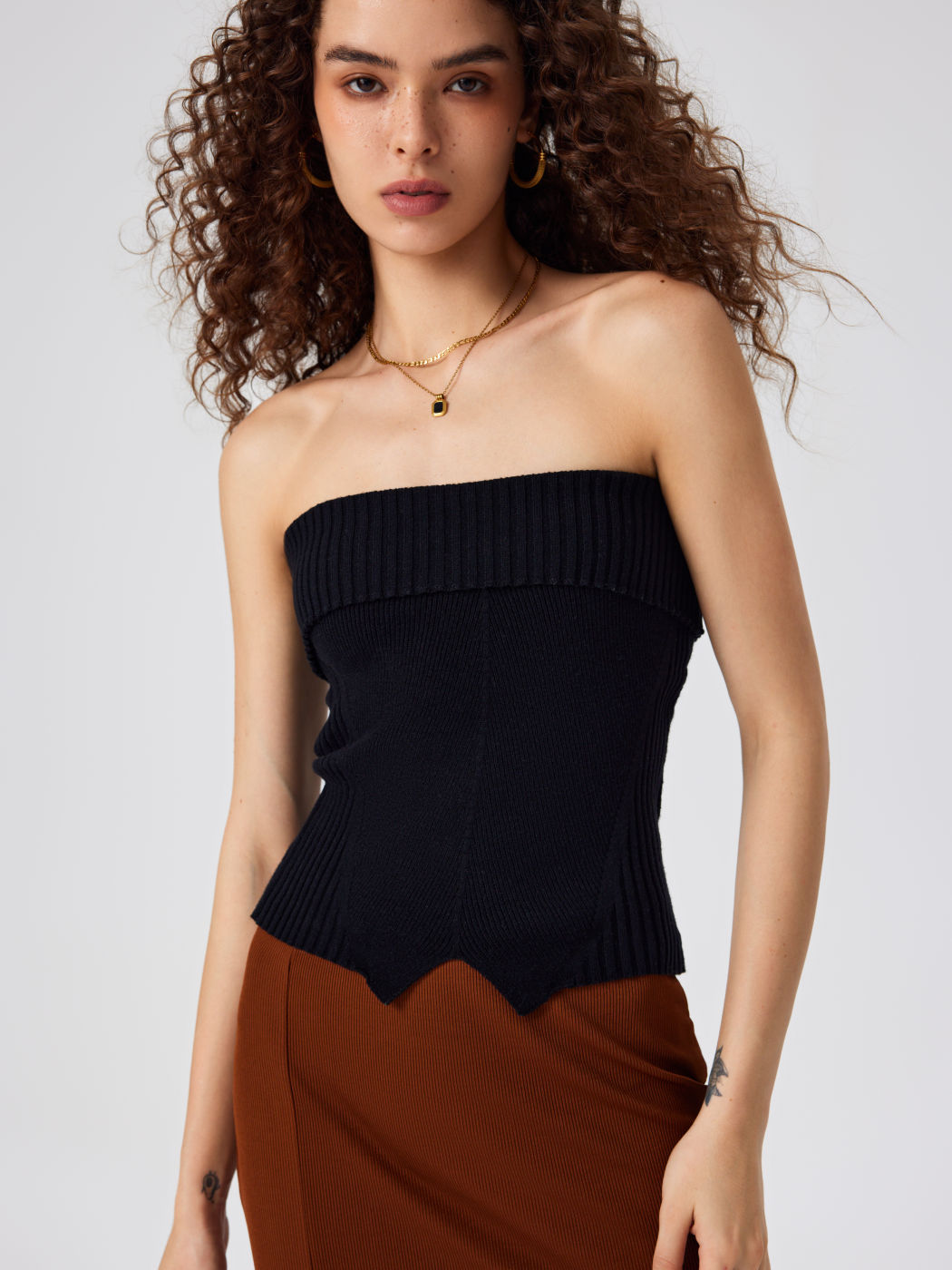 Top corto in maglia tinta unita