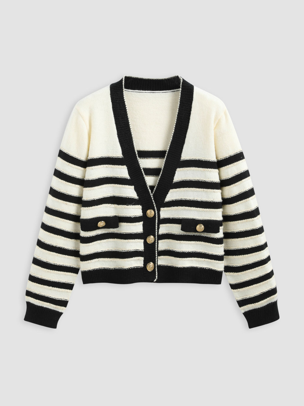 Striped Knit Button Up Cardigan main image 0