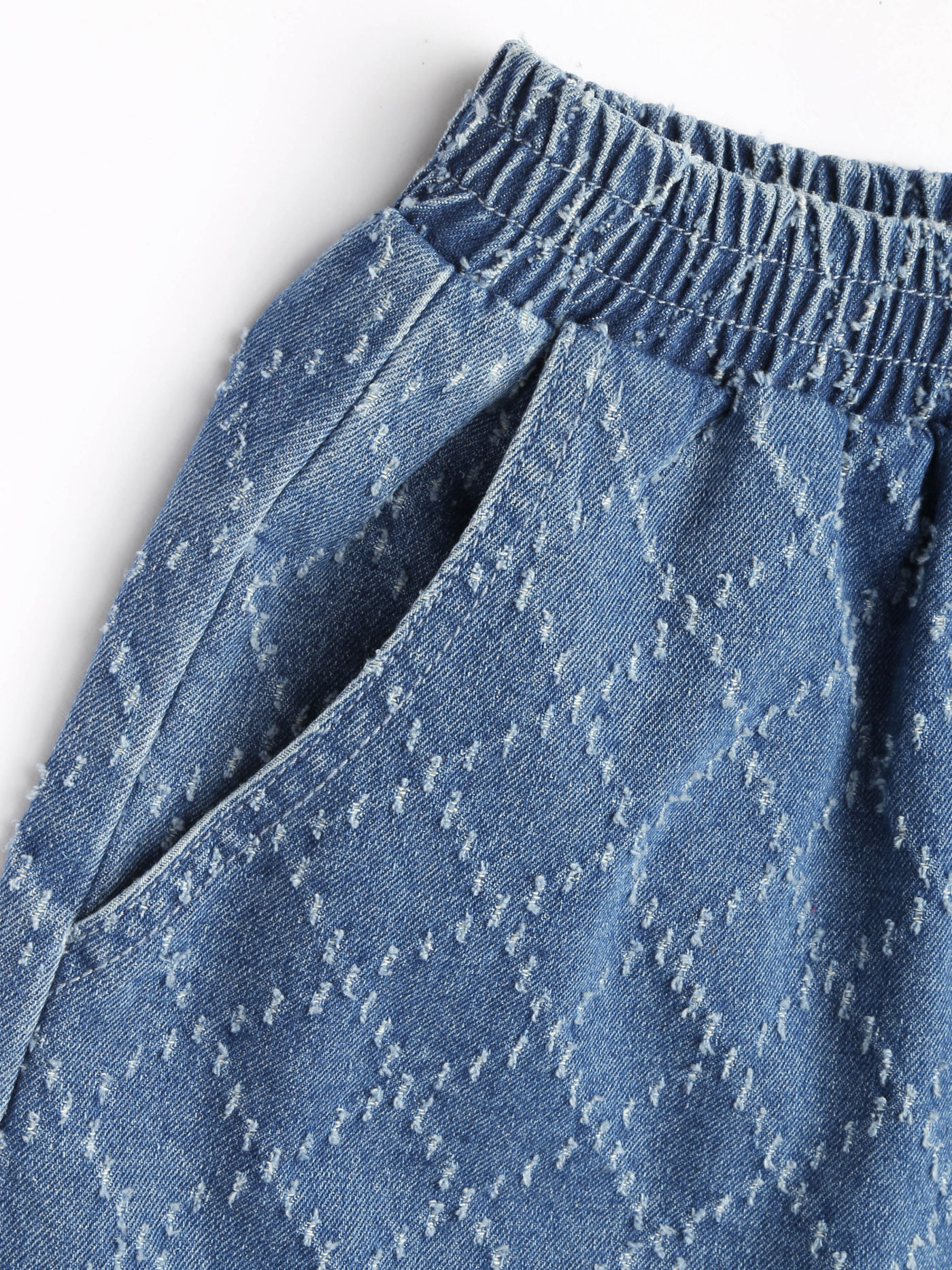Denim High Waist Geometric Wide Leg Shorts
