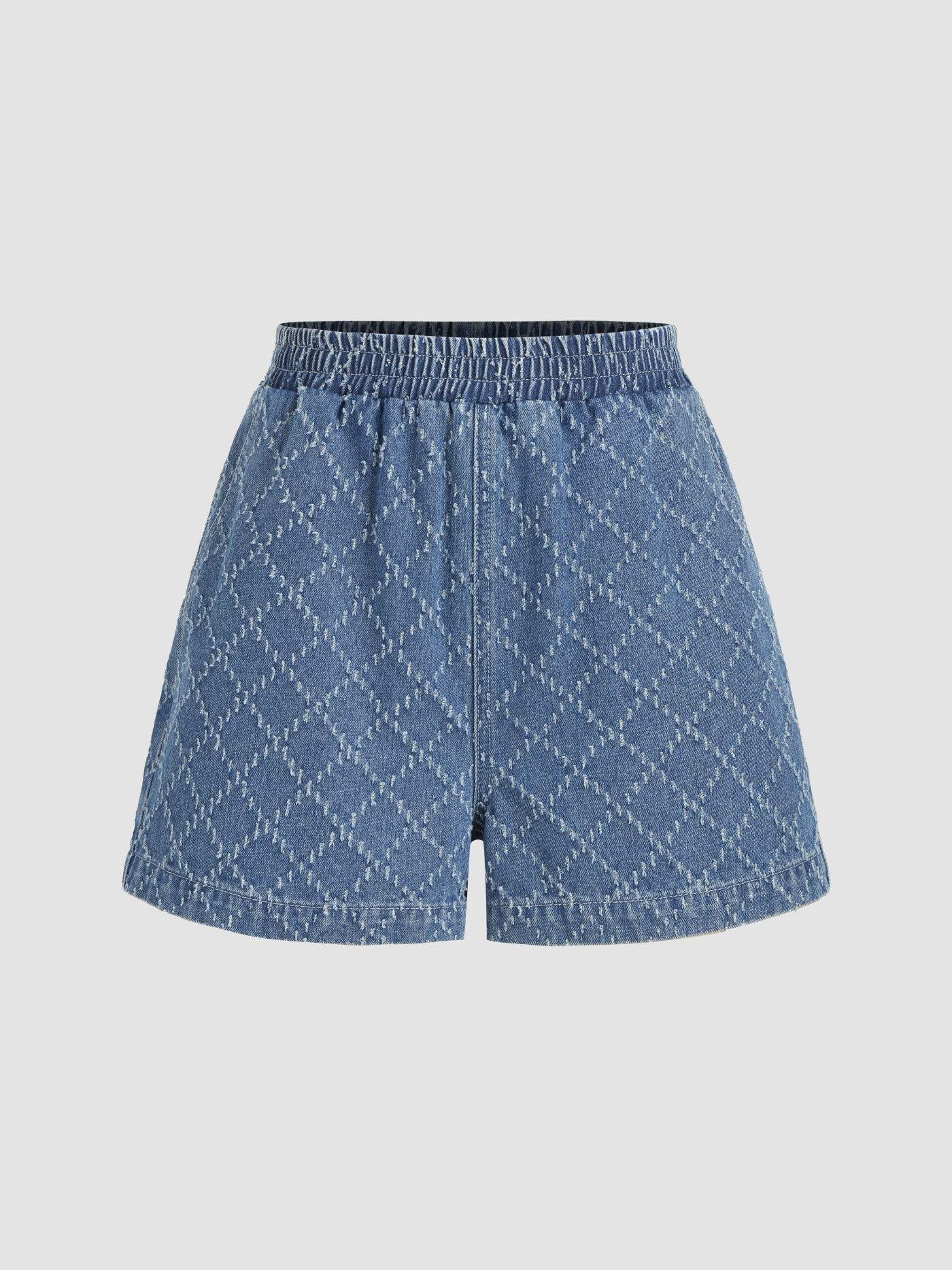 Denim High Waist Geometric Wide Leg Shorts