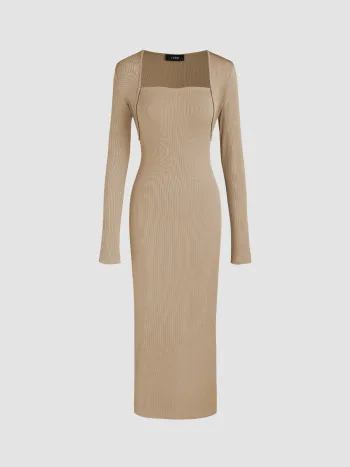 Solid Rib Tube Maxi Dress & Shrug