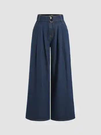 Jean large en denim avec poche à taille moyenne
