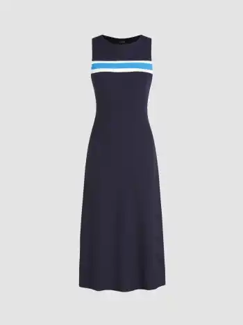 Rundhalsausschnitt Gestreiftes Tank Midikleid