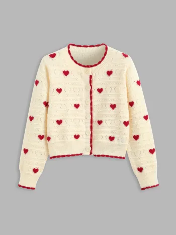 Herz Kontrast Strickjacke