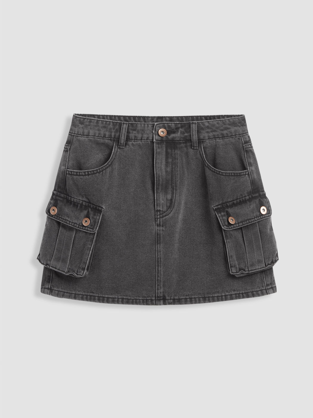 Denim High Waist Cargo Mini Rock