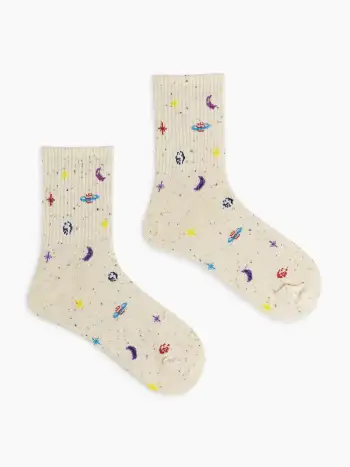 Corduroy Mid Rise Animal & Fruit Graphic Wide Leg Trousers