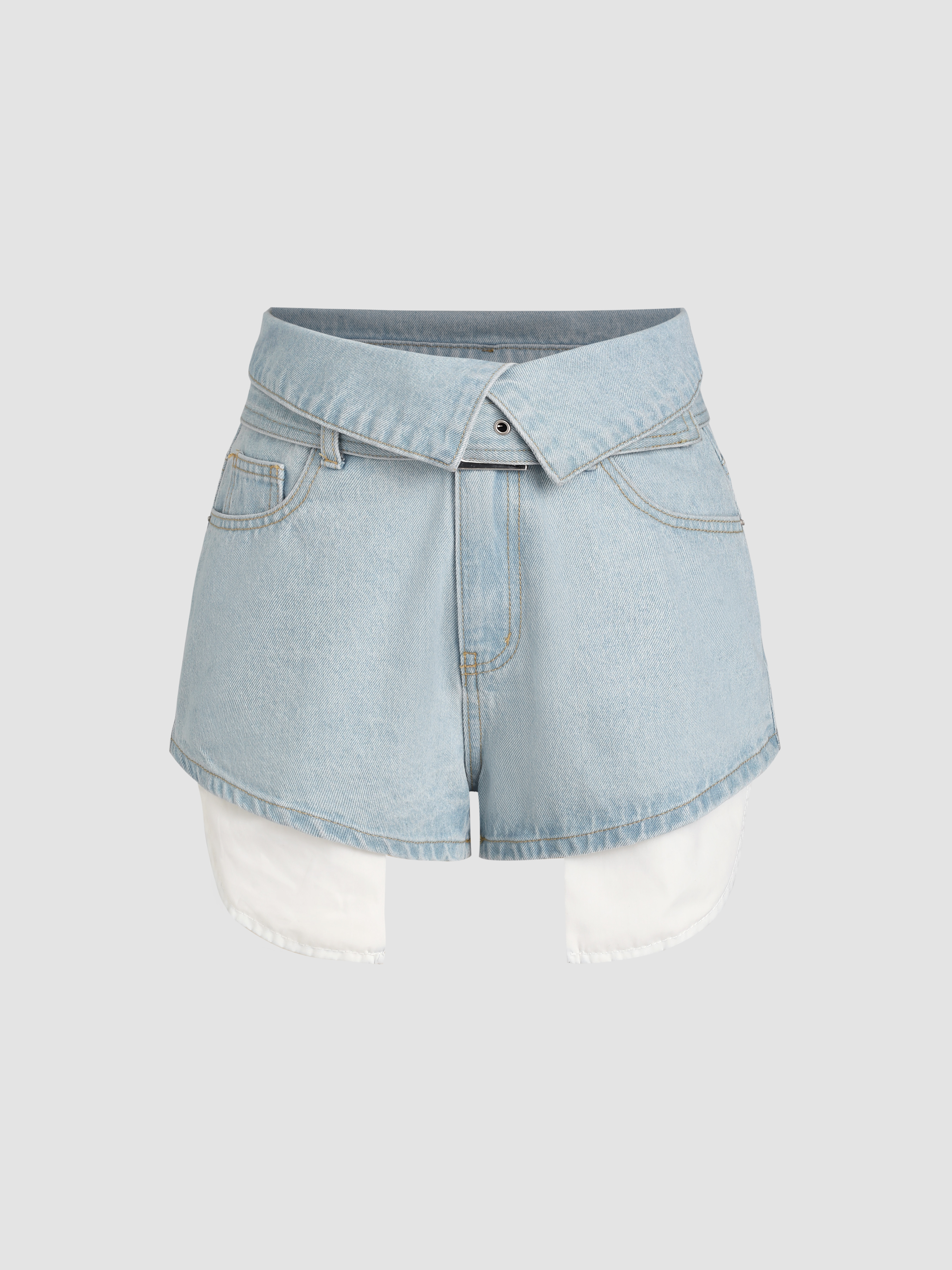 Front Foldover Denim Shorts