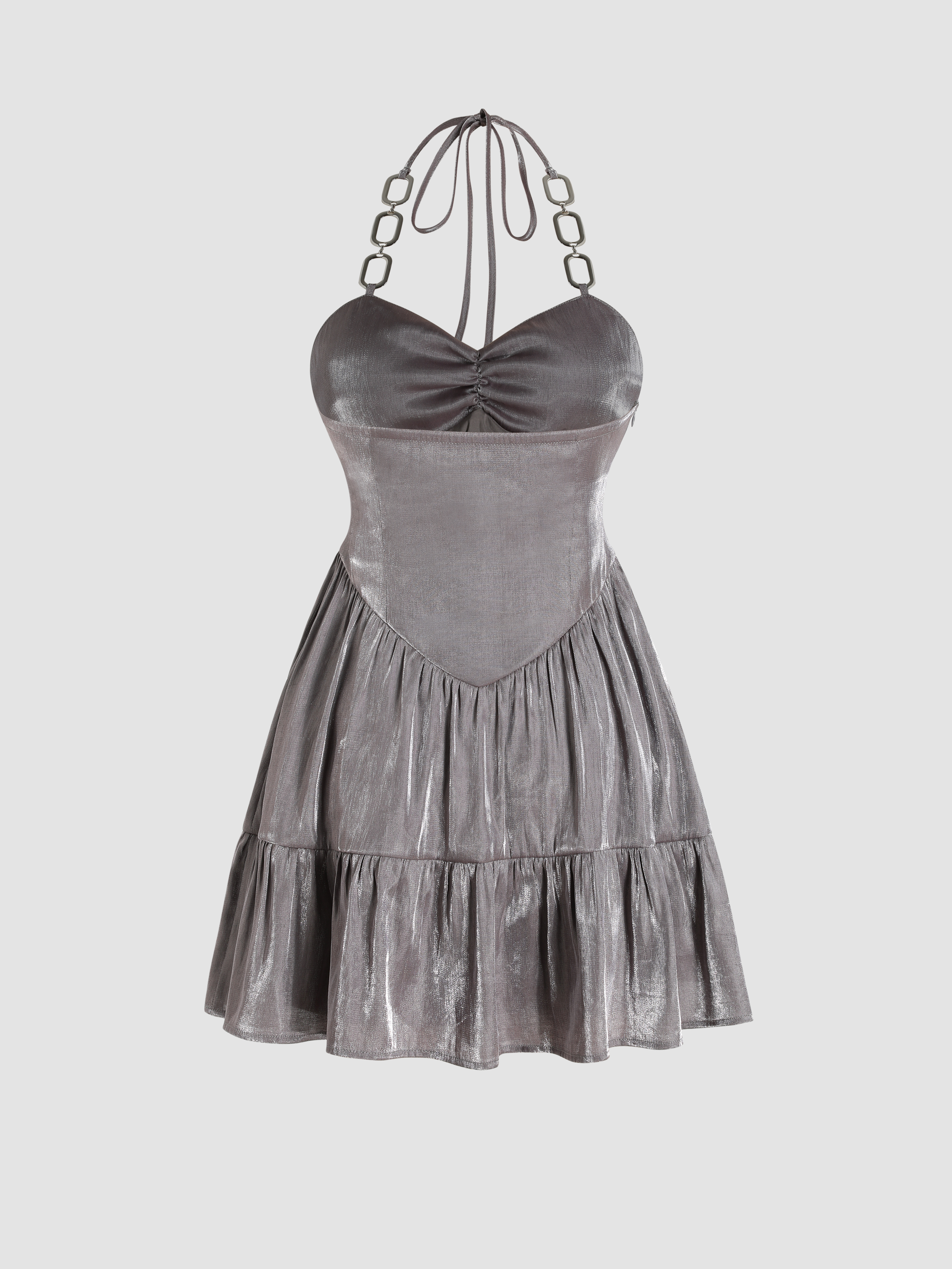 Flawless silver outlet satin mini dress