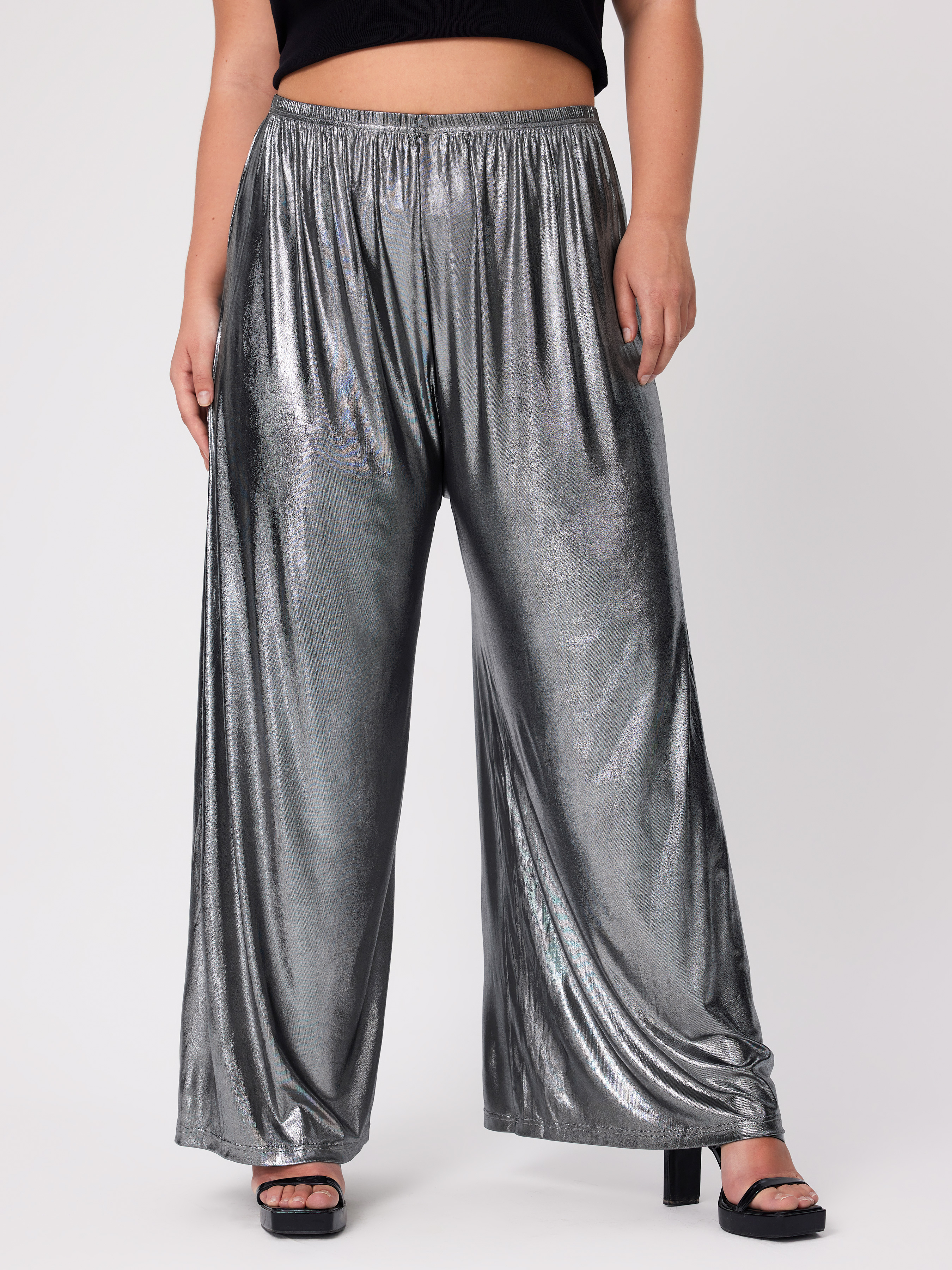 Tcremisa Women's Metallic Shiny Pants Elastic Waist Ruched Joggers Solid  Casual Drawstring Trousers at Amazon Women's Clothing store