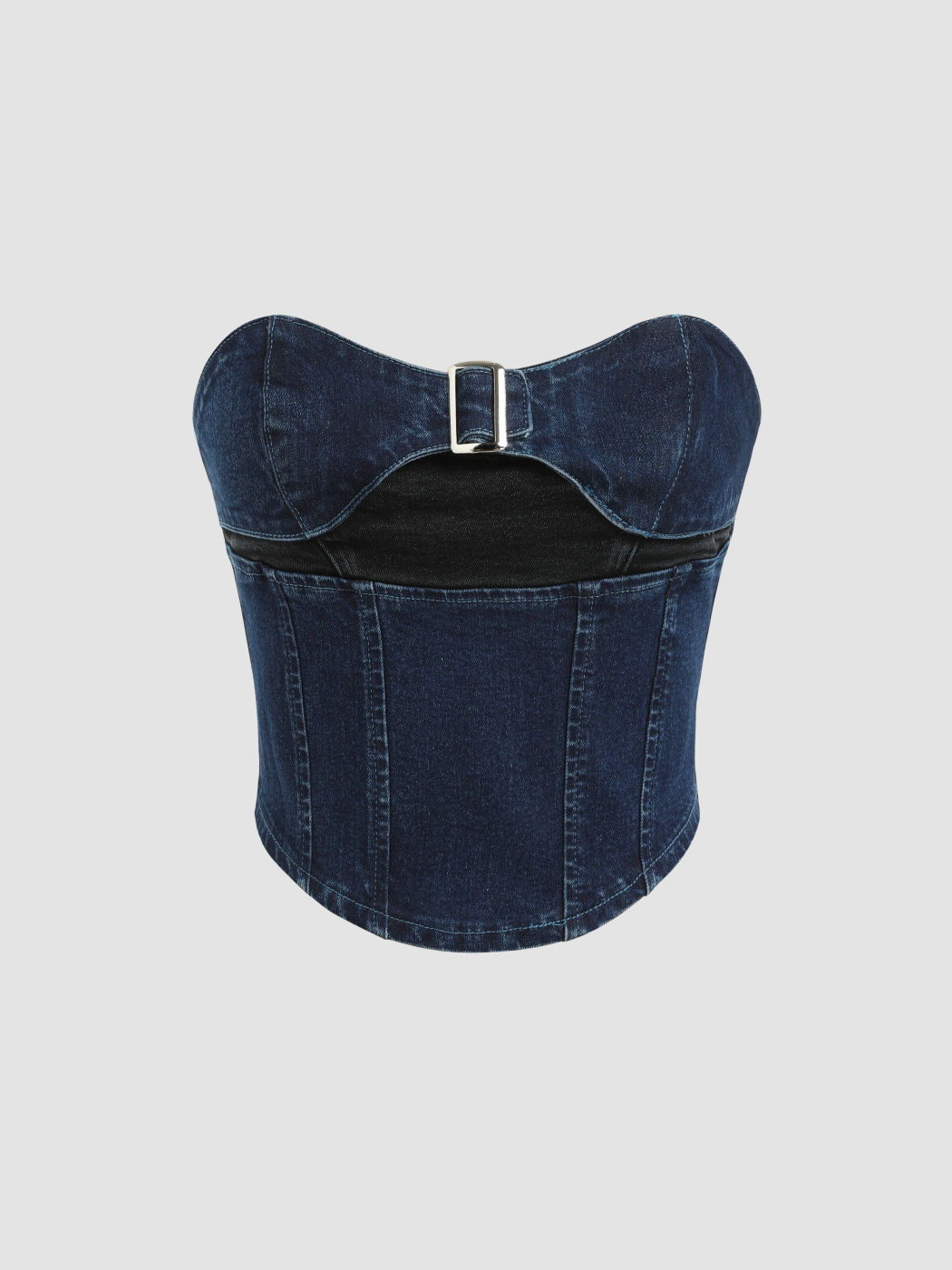 Denim-Korsett-Röhrenoberteil mit Ausschnitt und Reißverschluss
