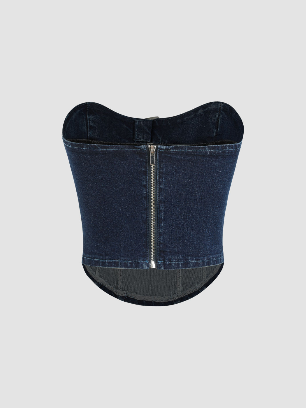 Denim-Korsett-Röhrenoberteil mit Ausschnitt und Reißverschluss