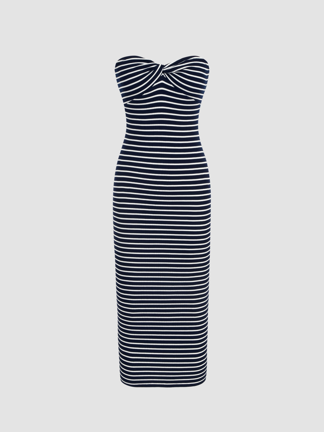 Midikleid mit Röhrenstreifen und Twist-Effekt