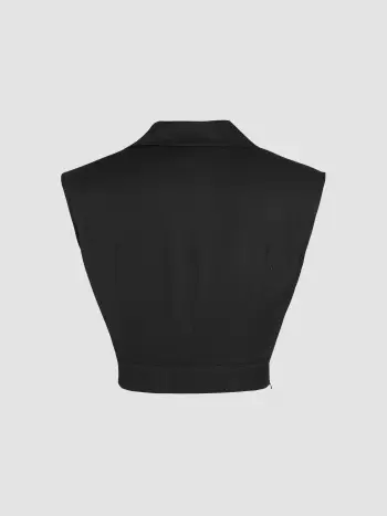 Kragen-V-Hals-Crop-Weste