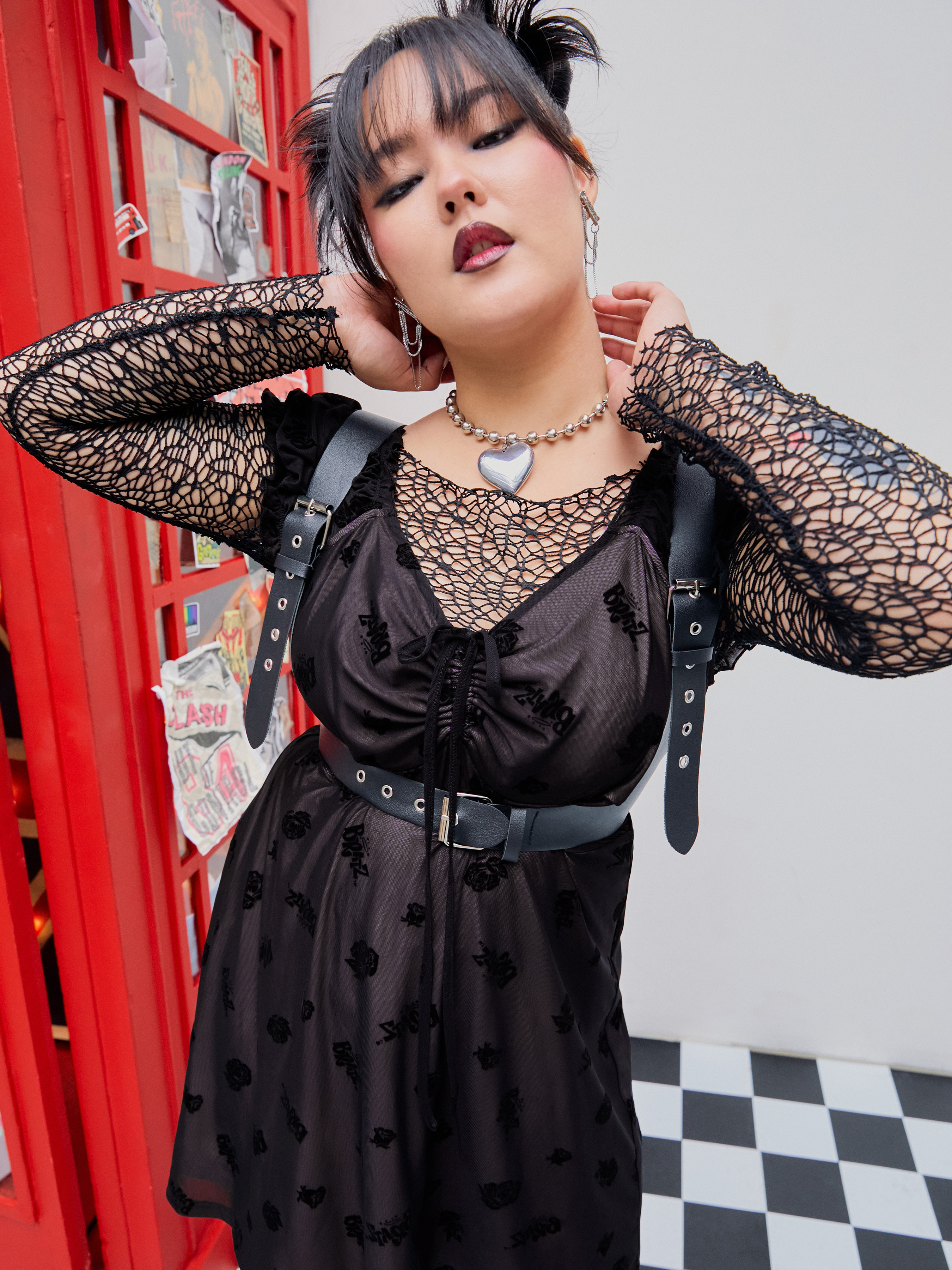 Mesh Jersey Cider X Bratz Curve Logo Sweetheart Mini Dress