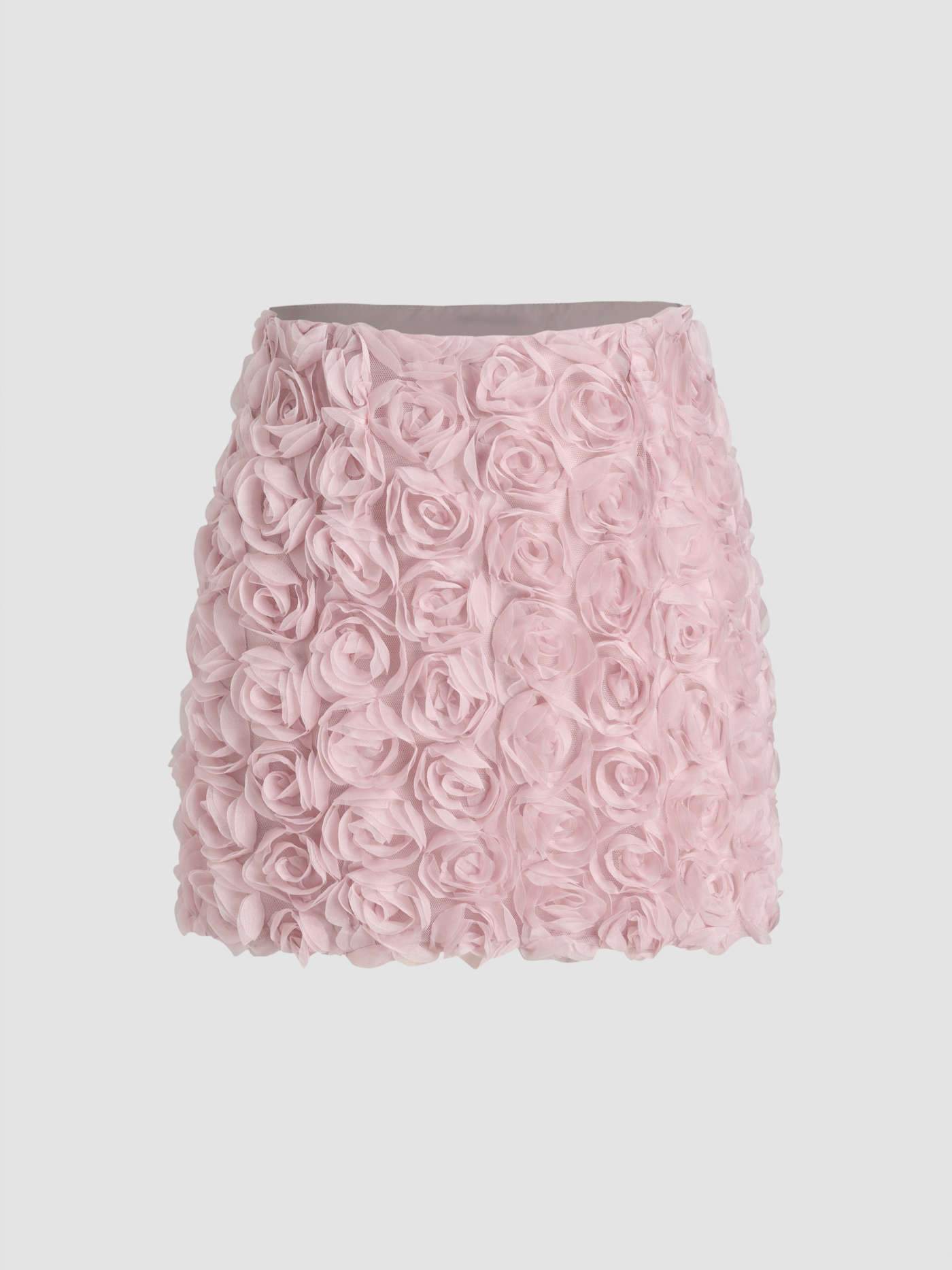 Mesh Solid Rosette Mini Skirt