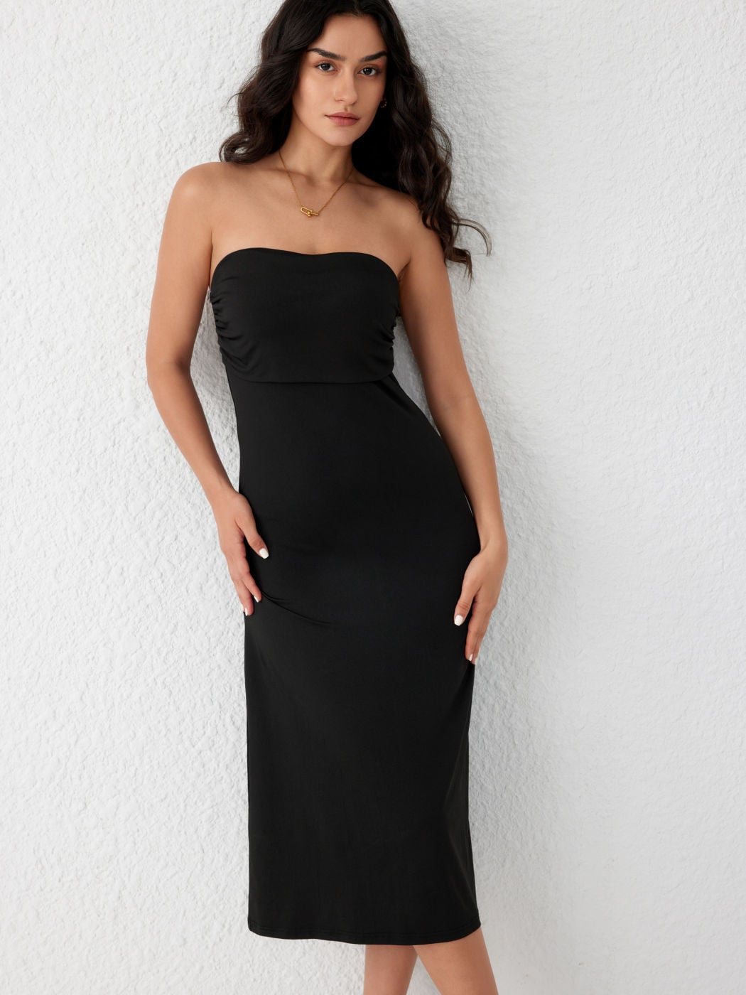 Belted Tube Midi Dress