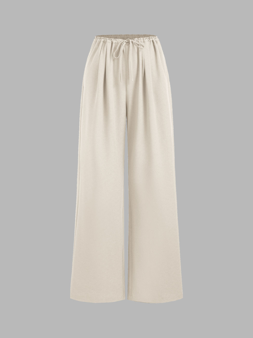 Solid High Waist Bowknot Wide Leg Trousers