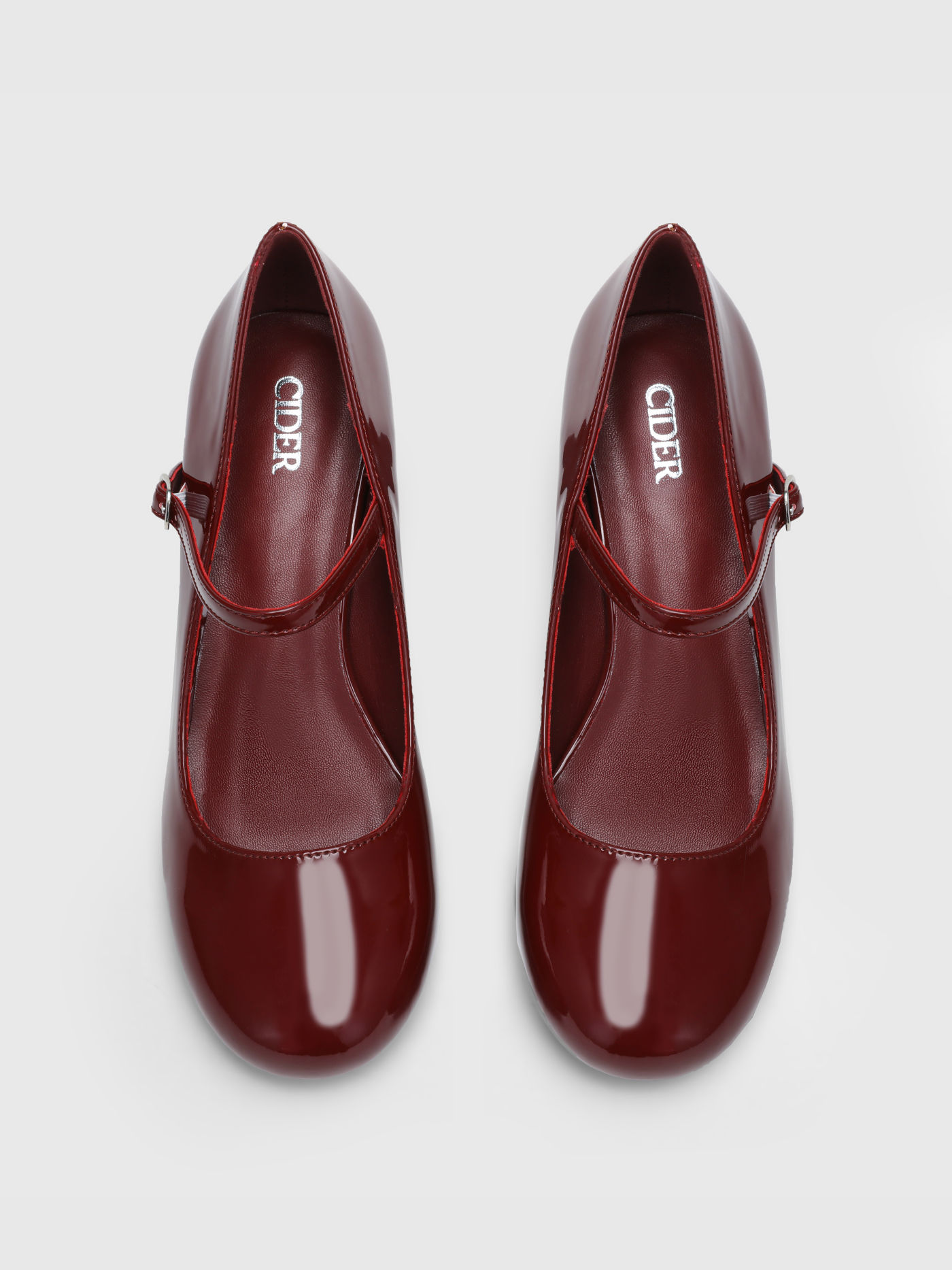 Faux Patent Leather Chunky Heeled Mary Jane Shoes