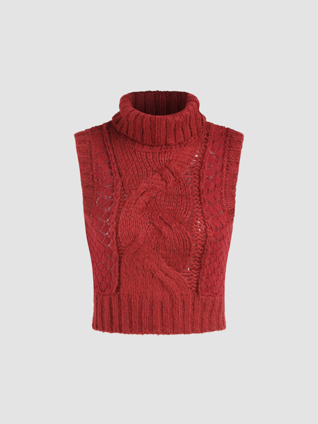 Strick Turtleneck Solid Tank Top