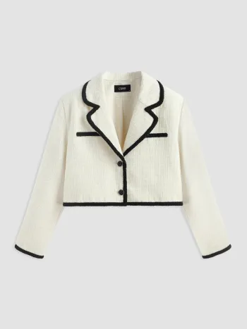 Tweedkragen Knopf Crop Blazer