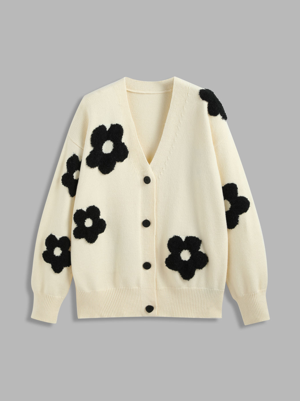 V-neck Graphic Floral Button Cardigan & Cotton-blend Scoop Neckline Solid Adjustable Strap Cami Top
