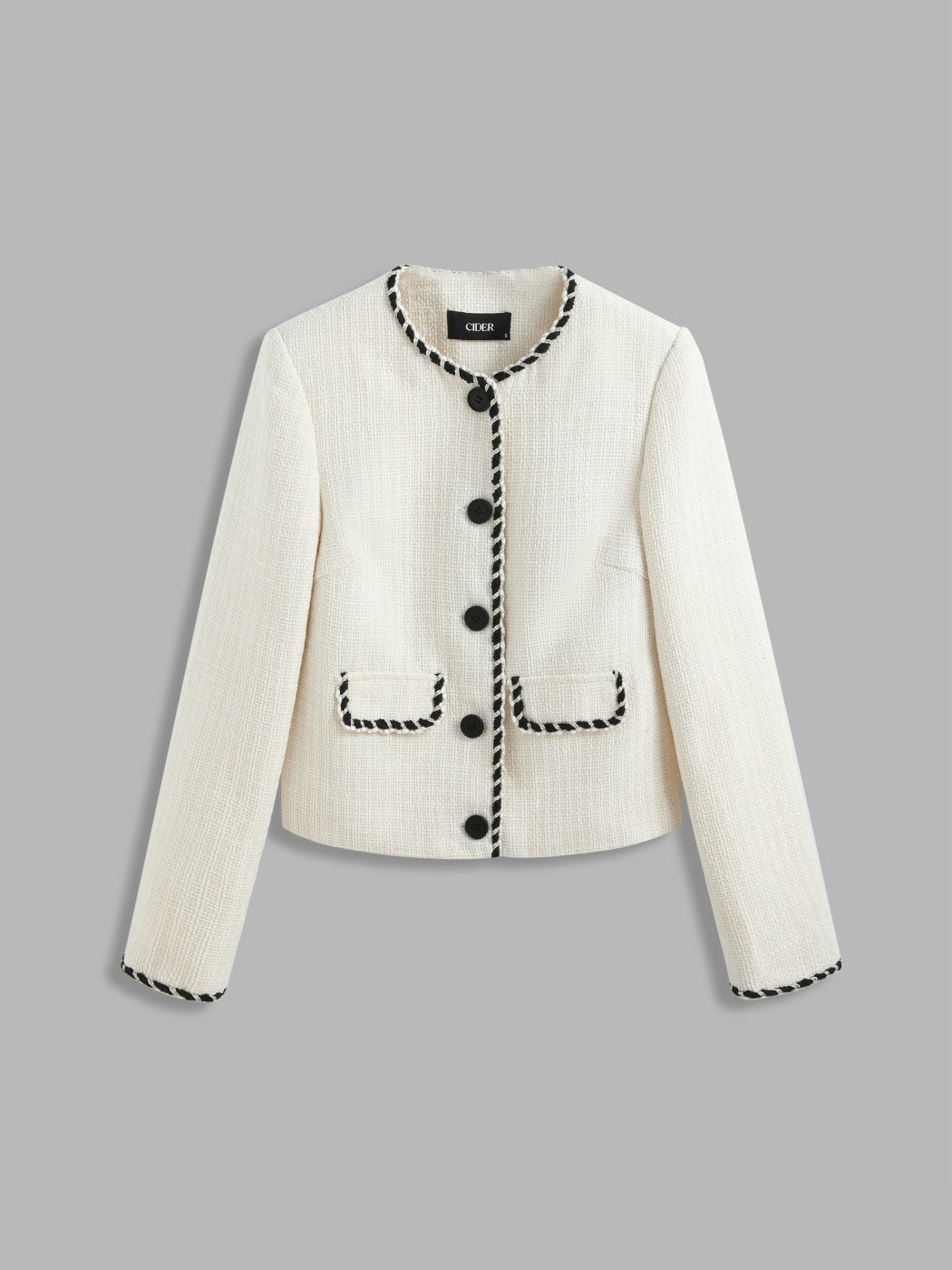  Kontrastierende Bindung Taschenknopf Jacke