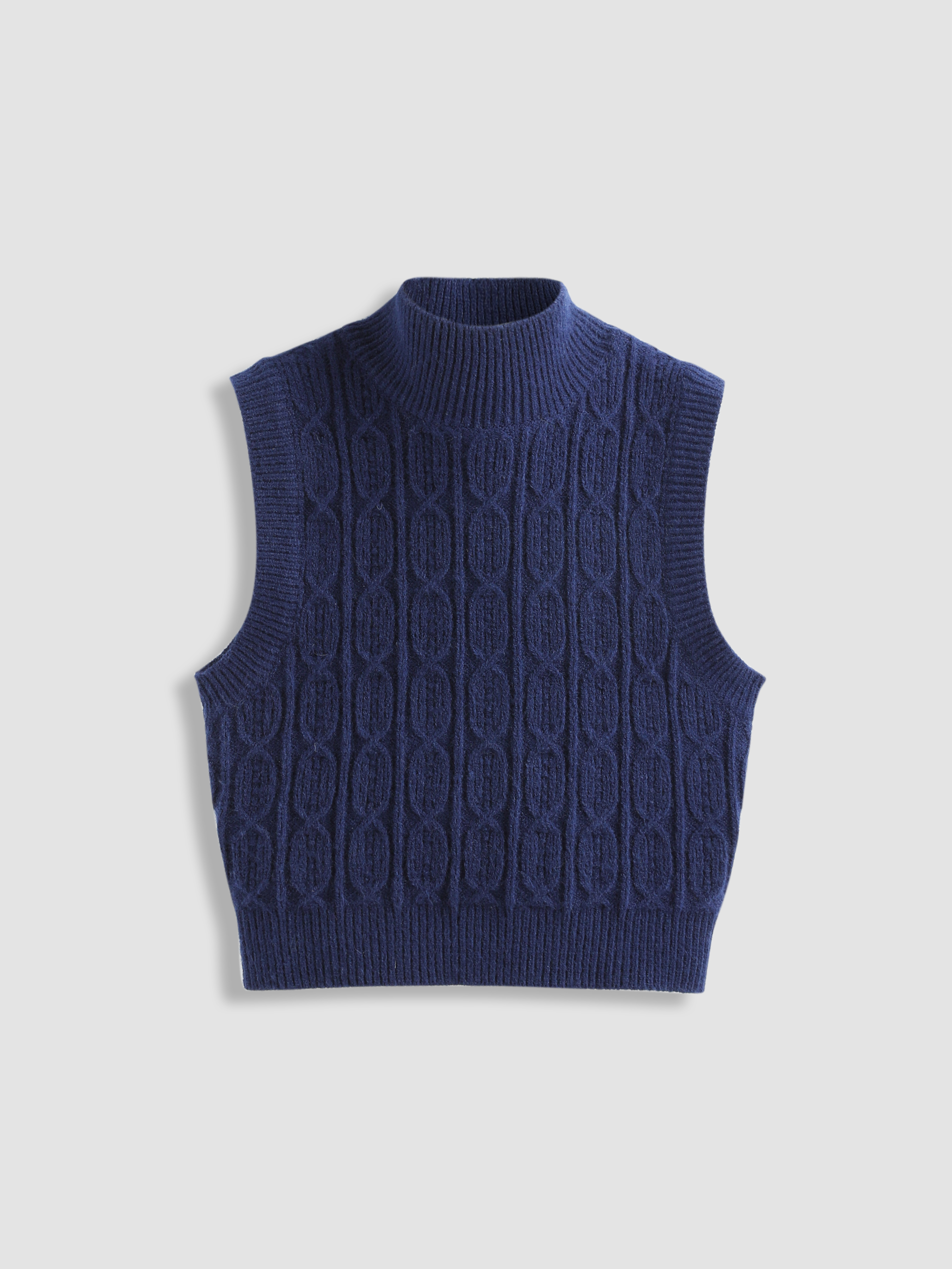 Knit Fabric High Neck Solid Knitted Vest For Daily Casual Outdoor — free download