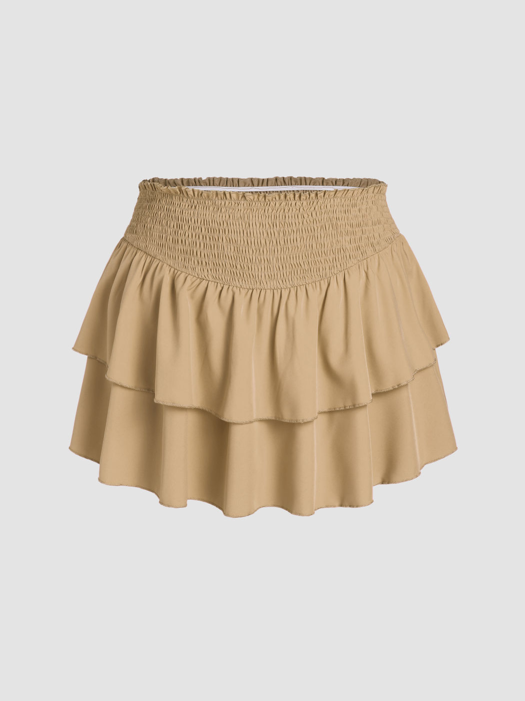 Shirred Ruffle Tiered Skort Curve & Plus