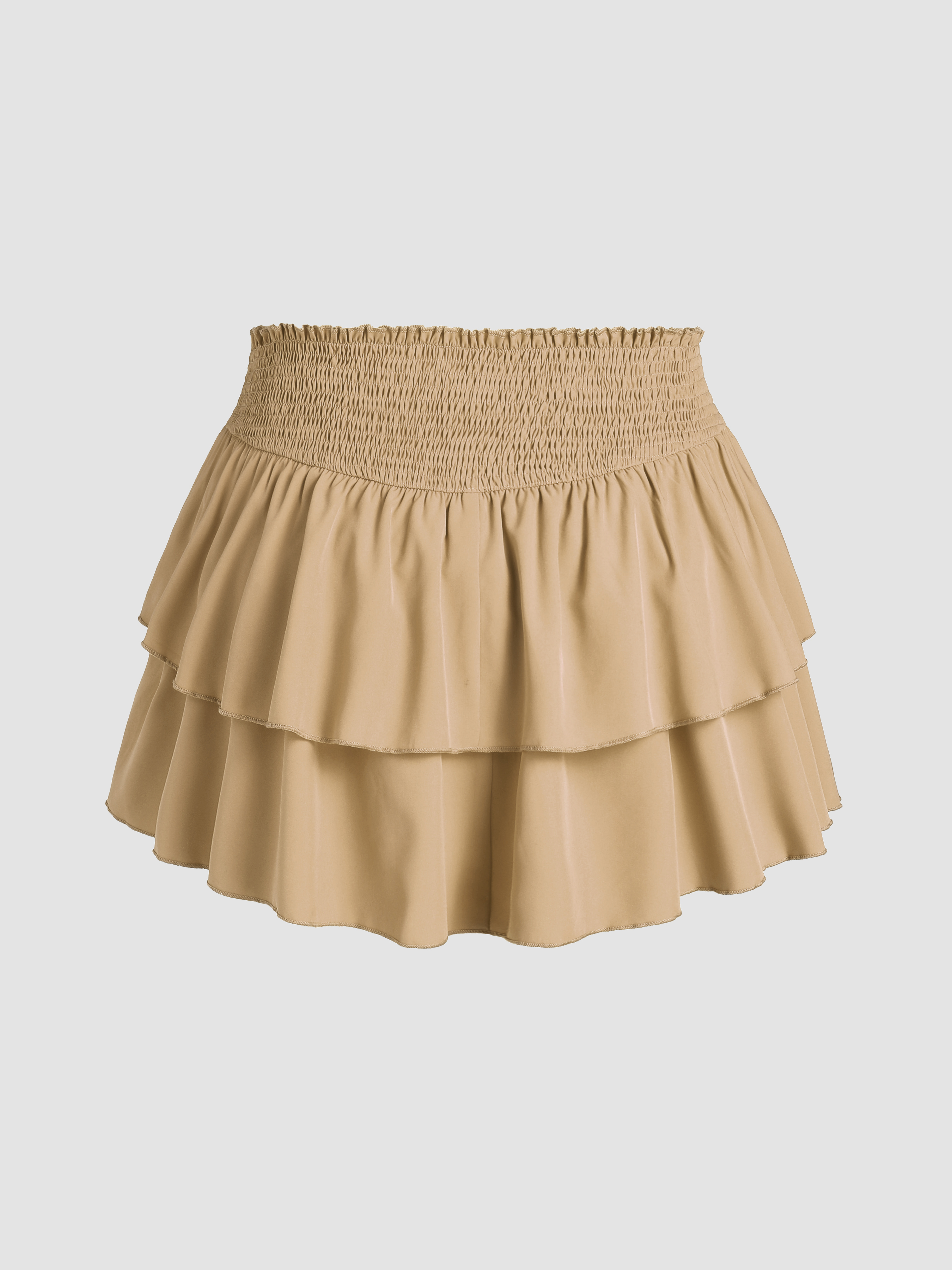 Woven Shirred Ruffle Tiered Skort Curve & Plus For Daily