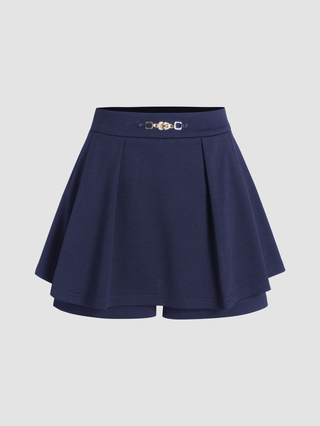 Mid Waist Solid Pleated Skort