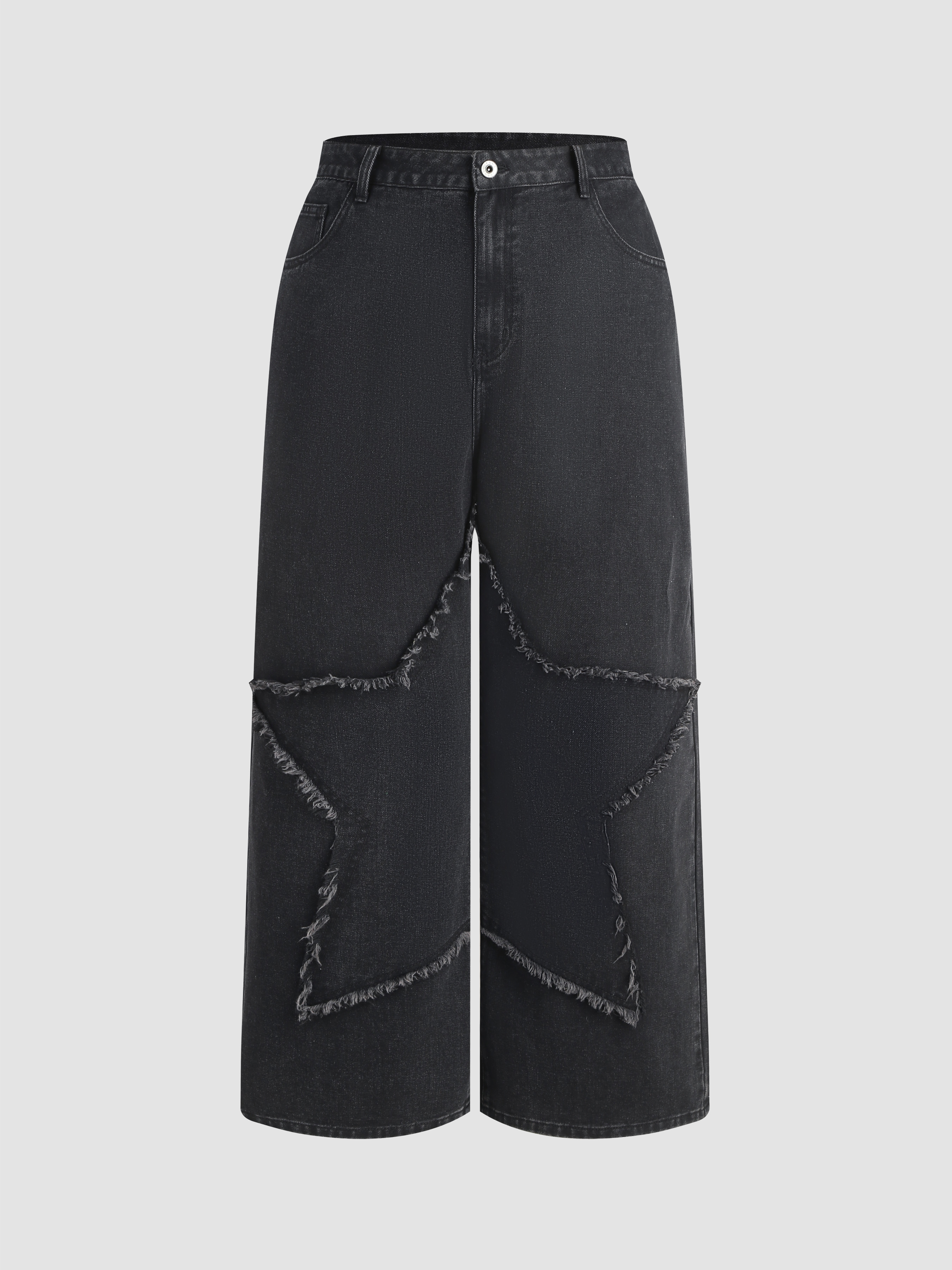 Denim High Waist Ripped Straight Leg Jeans Curve & Plus For