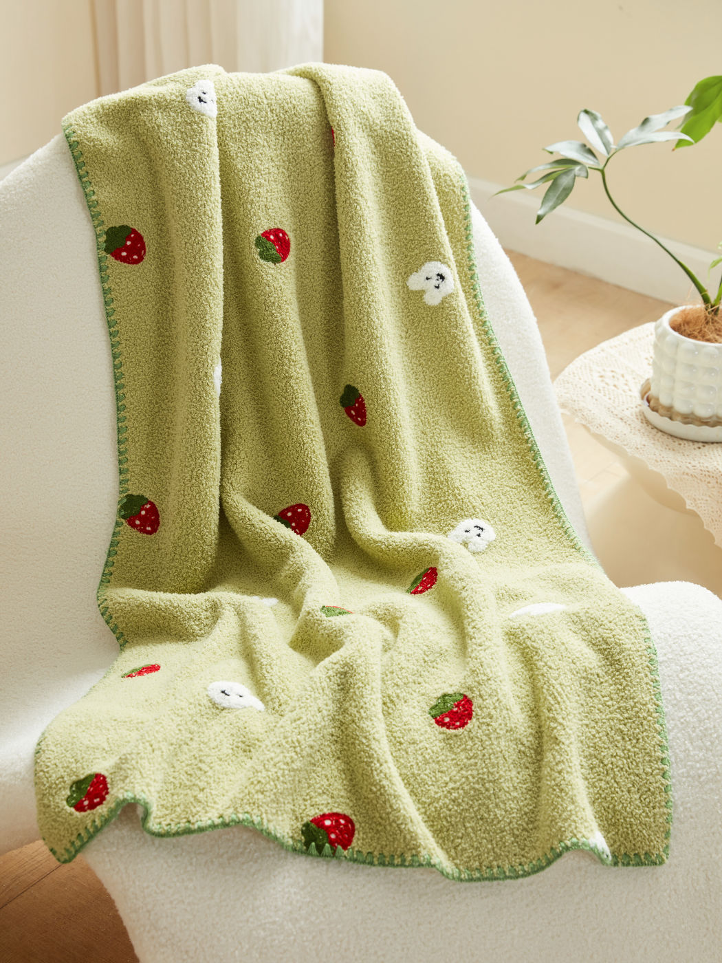 Strawberry & Bear Decor Blanket