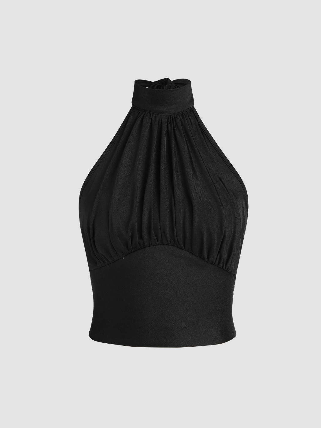 Jersey Halter Ruched Crop Top