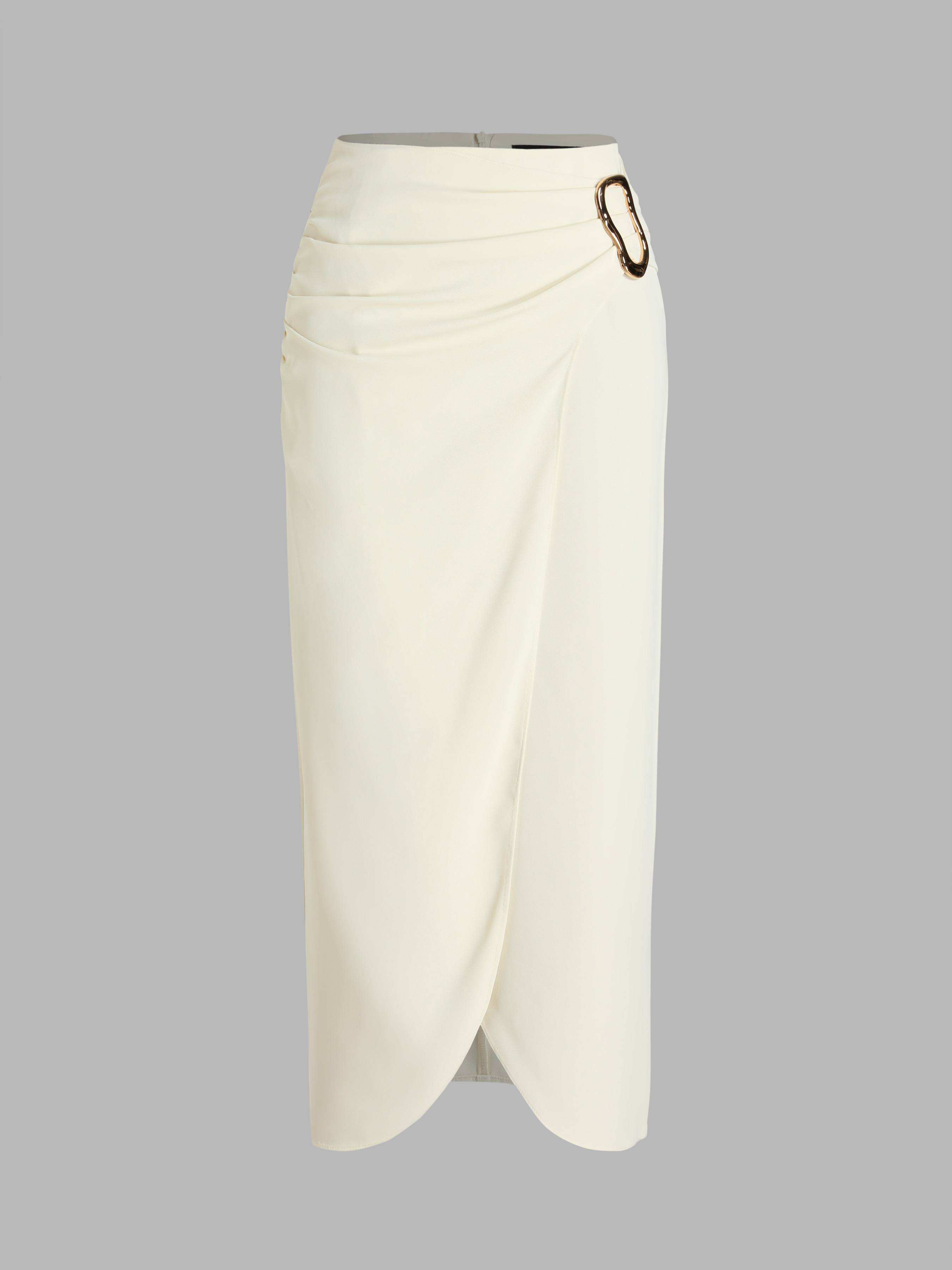 Solid Mid Waist Ruched Maxi Skirt Cider 8330