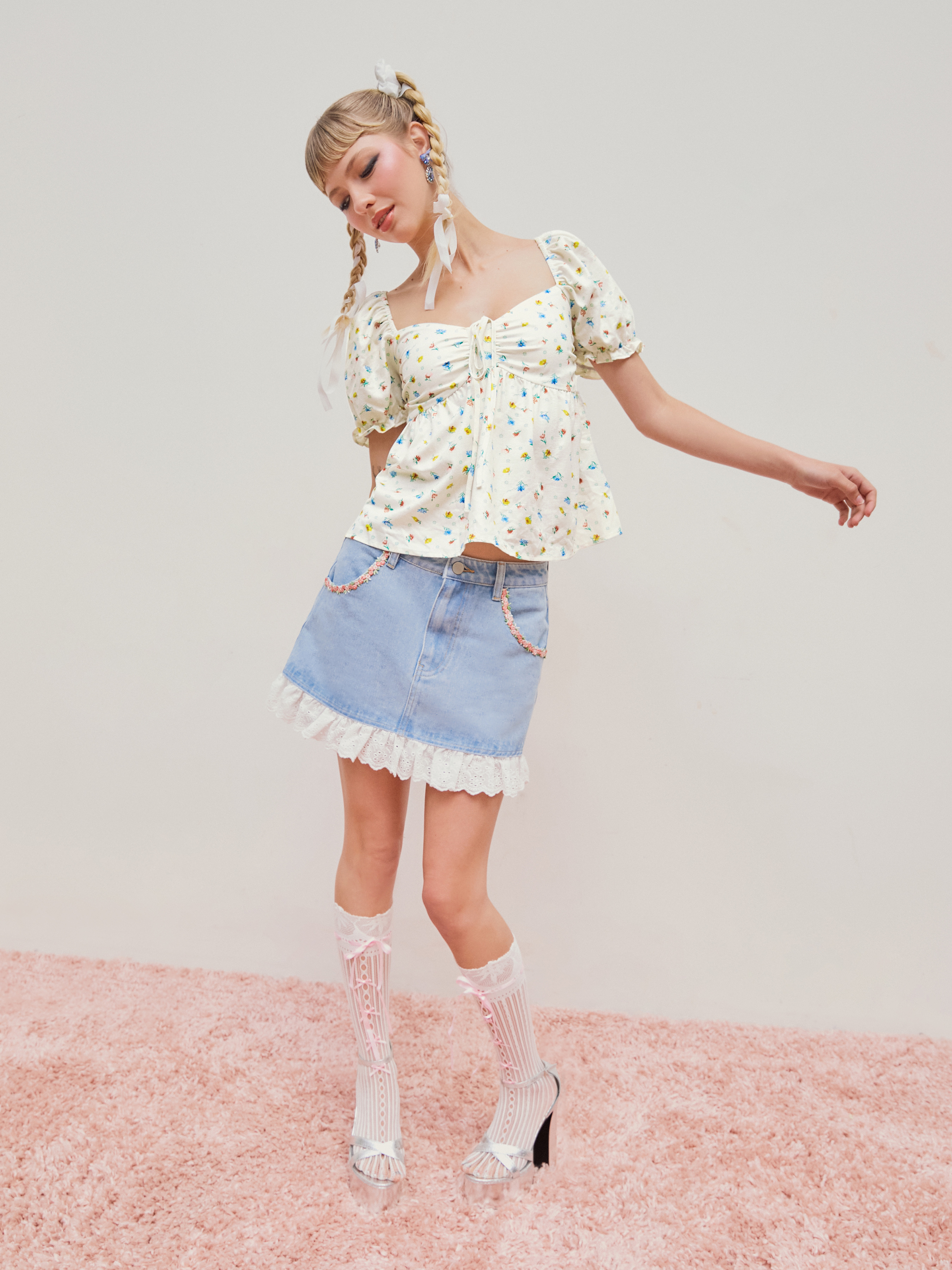 Denim Skirts Jean Skirt Denim Denim High Waist Ruffle