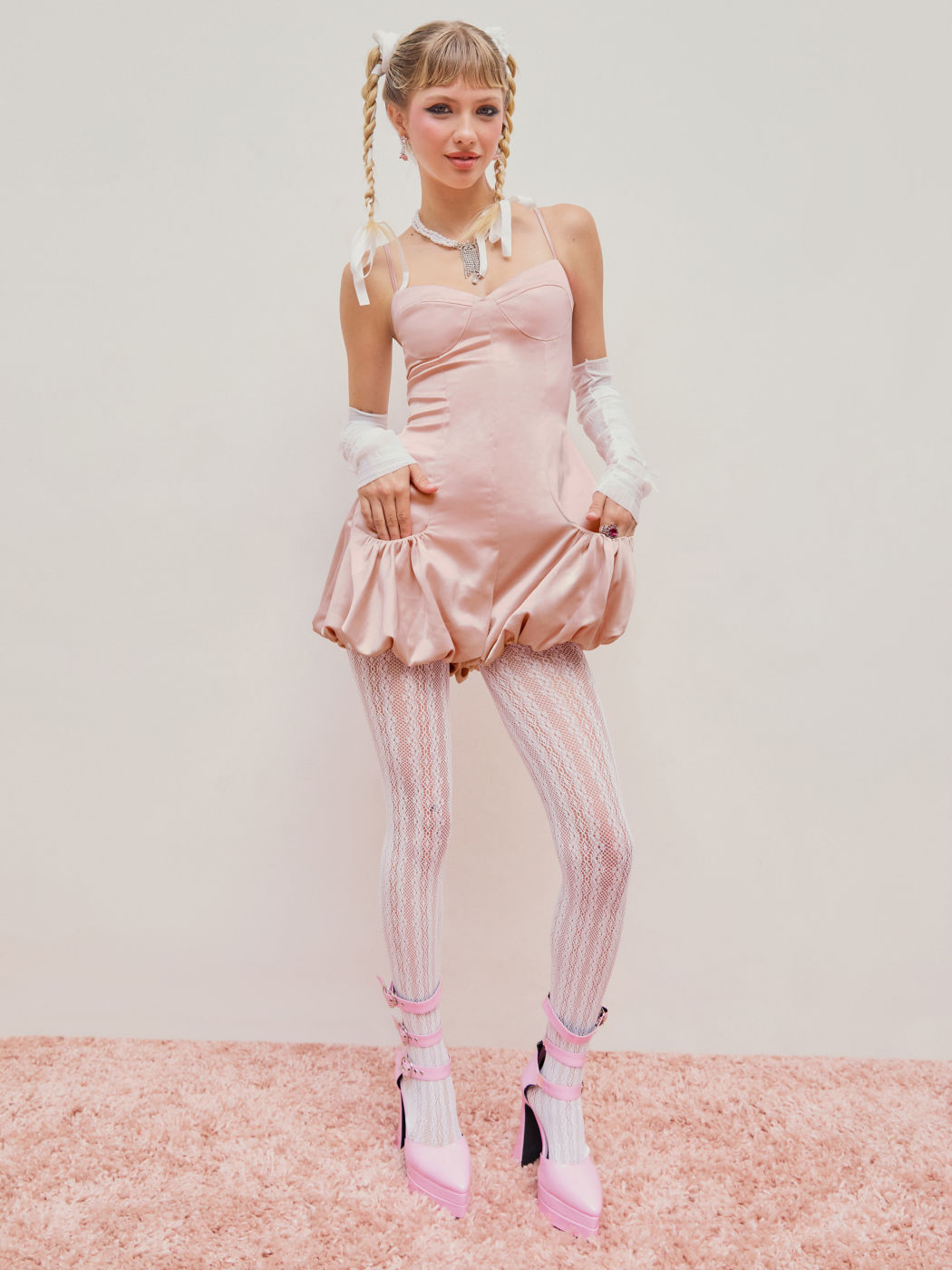 Satin Tasche Weites Bein Bubble Strampler