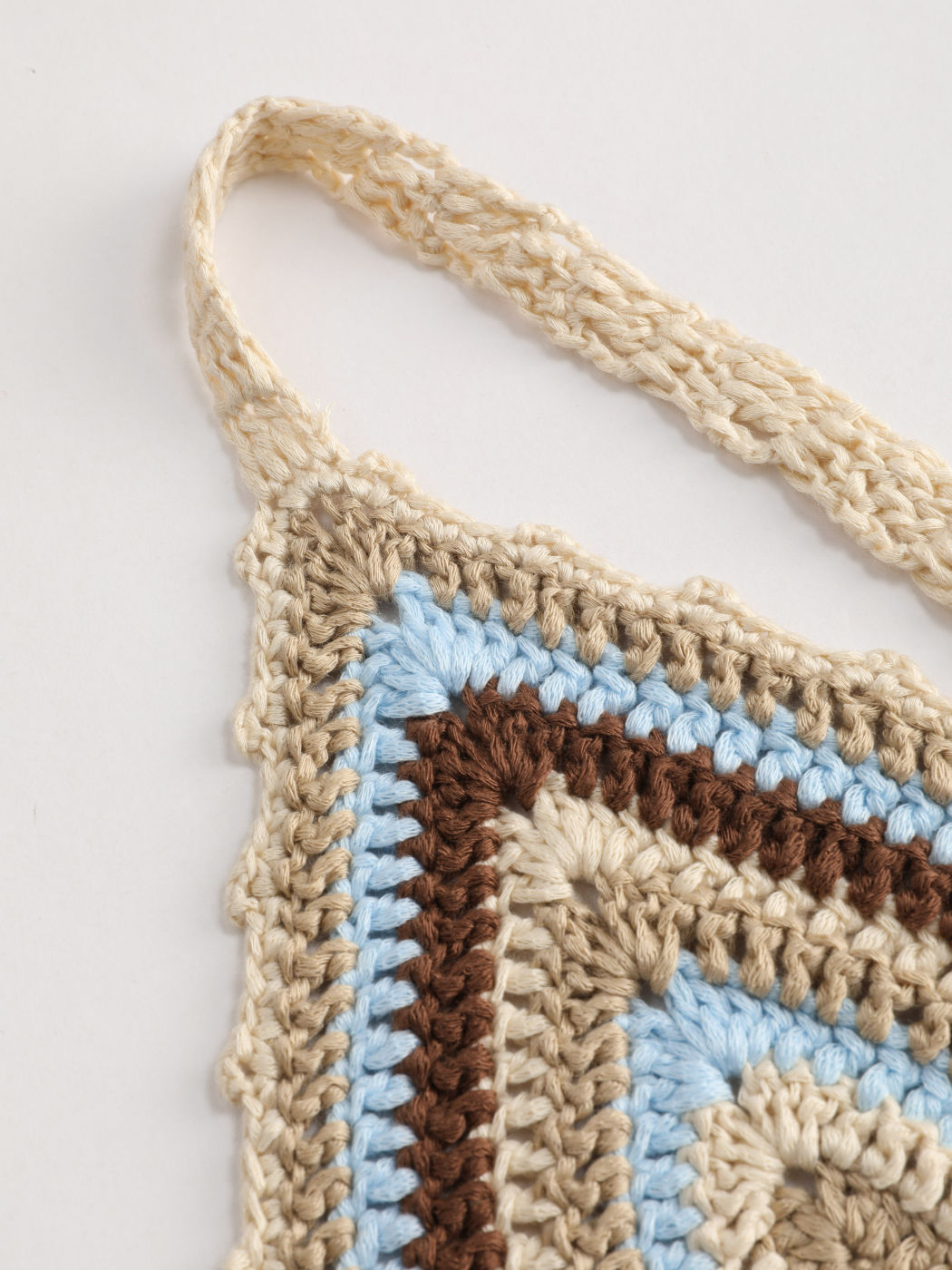 Crochet Vneck Striped Backless Crop Cami Top For Vacation Holiday