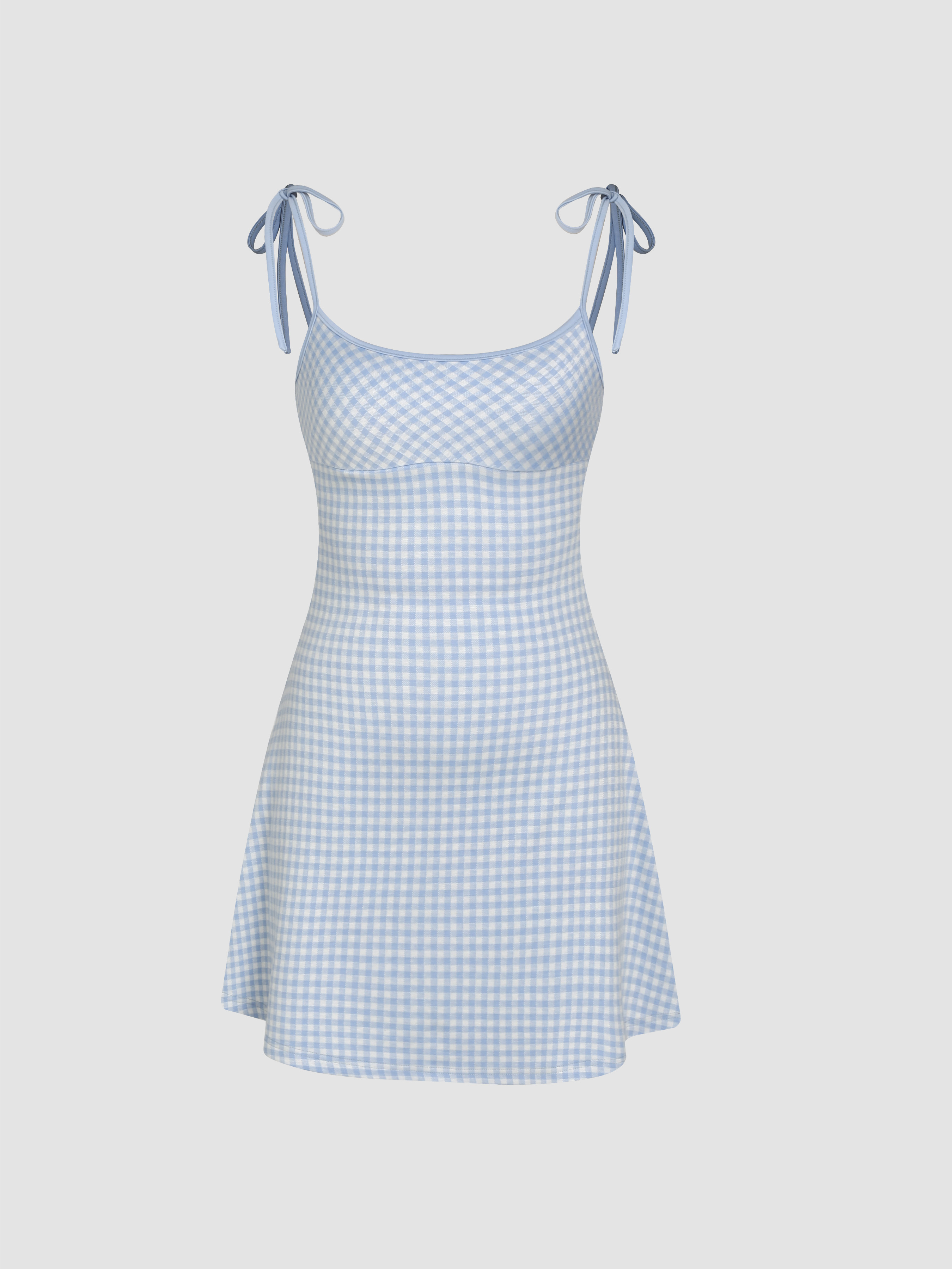 Gingham Dress Picnic Dress Woven Scoop Neckline Check