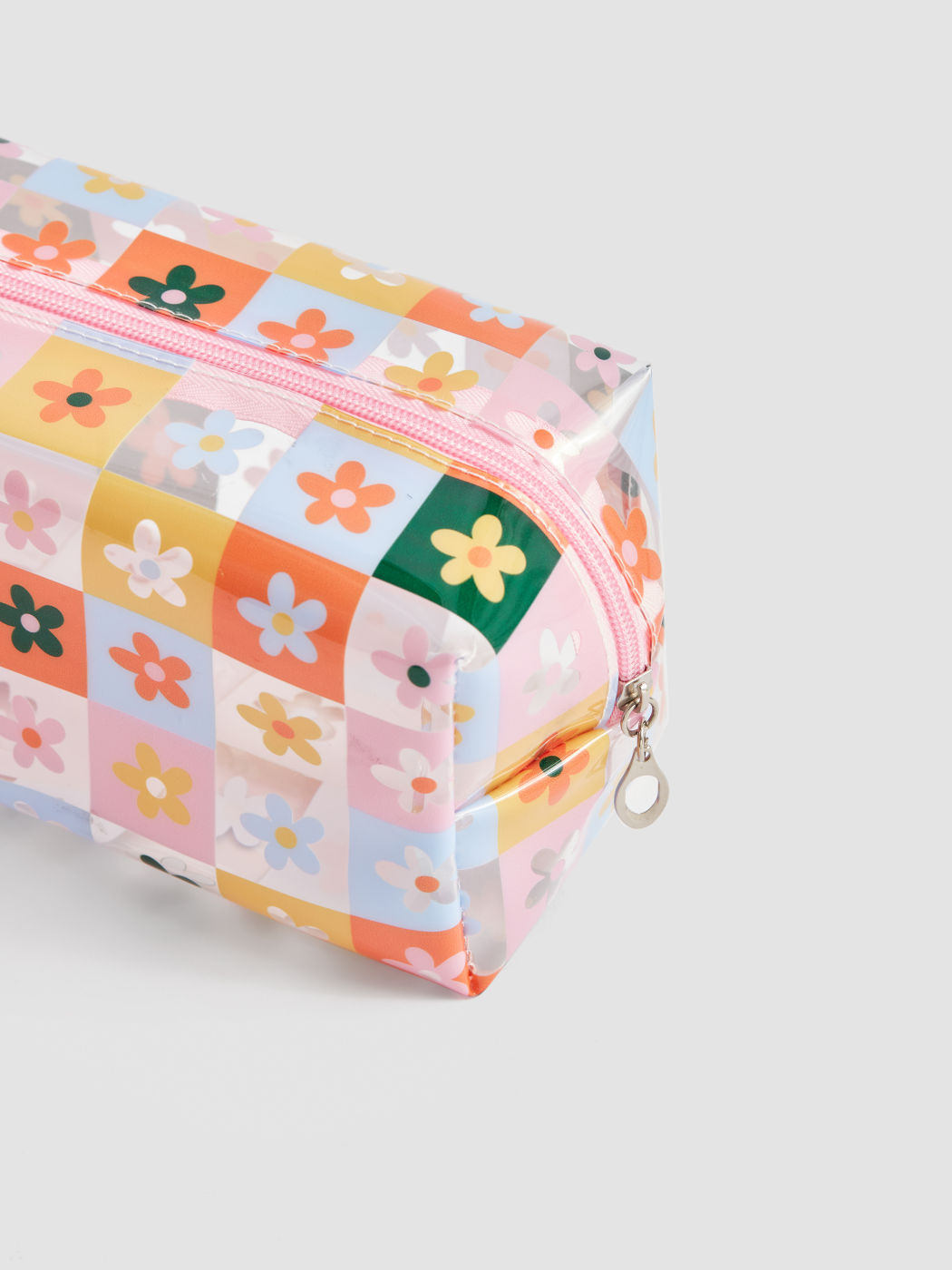 Flower Check Makeup Bag